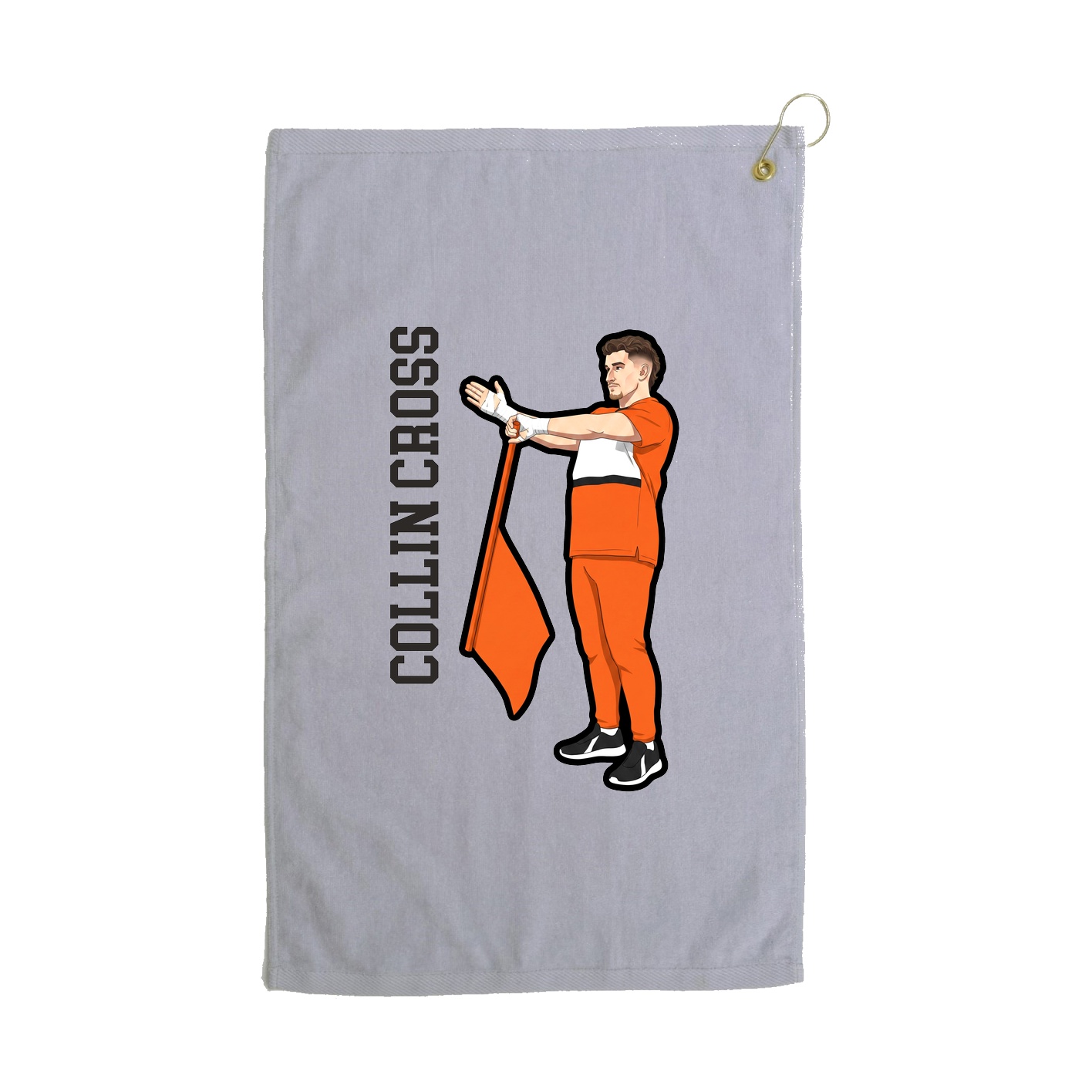 Golf Towel — Name Vertical in Grey