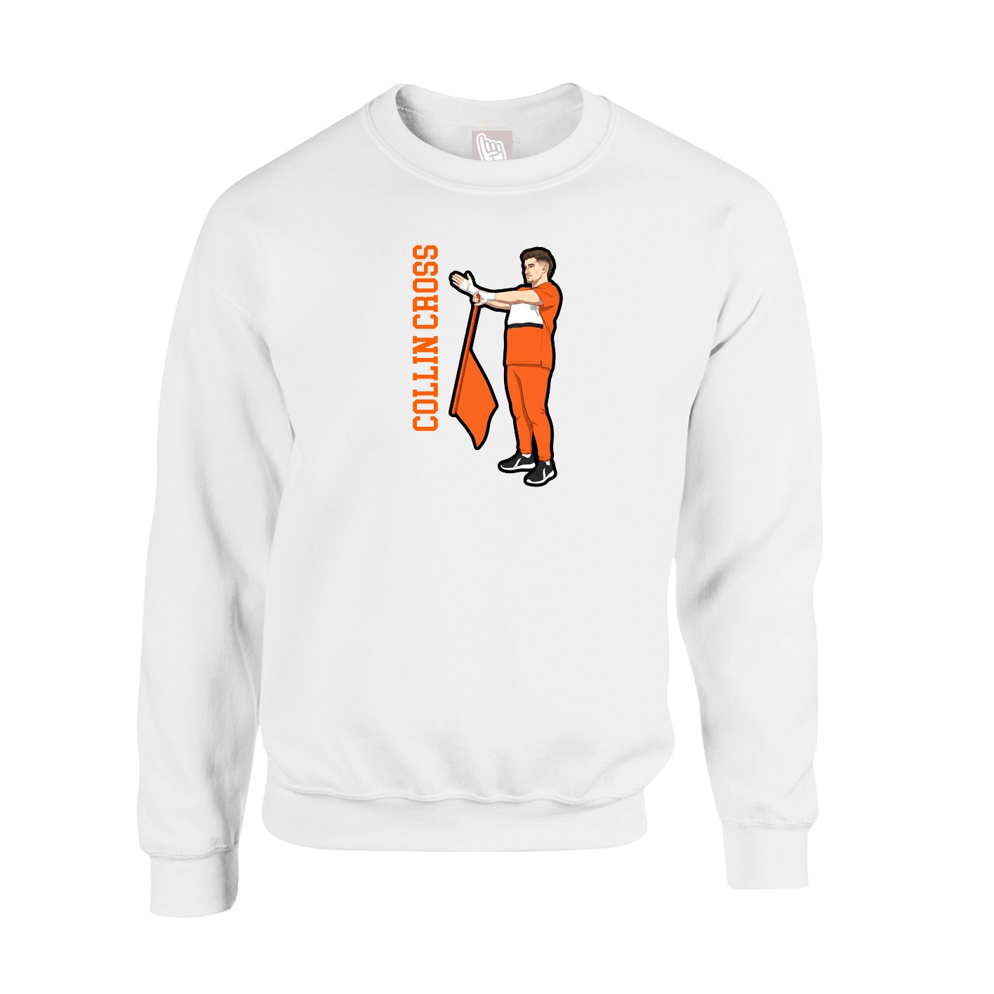 Fleece Crew — Name Vertical in White