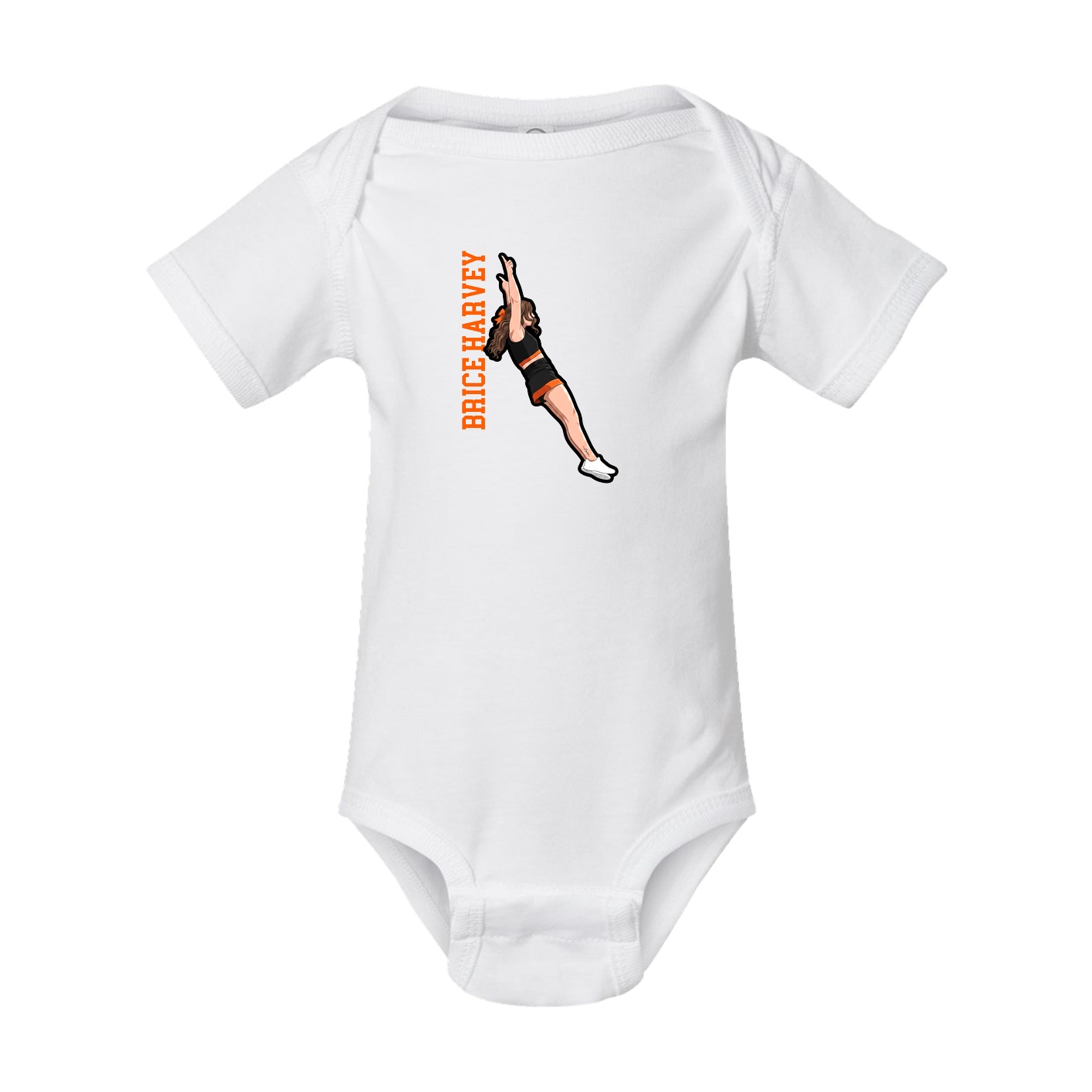 Baby Onesie — Name Vertical in White