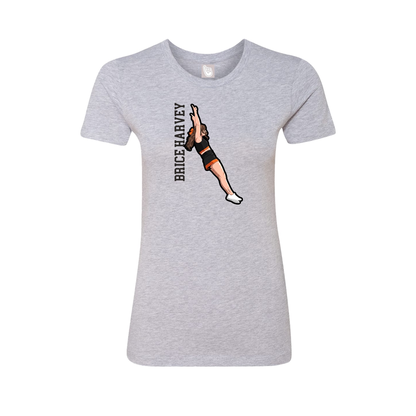 Fitted Women's Tee — Name Vertical in Grey