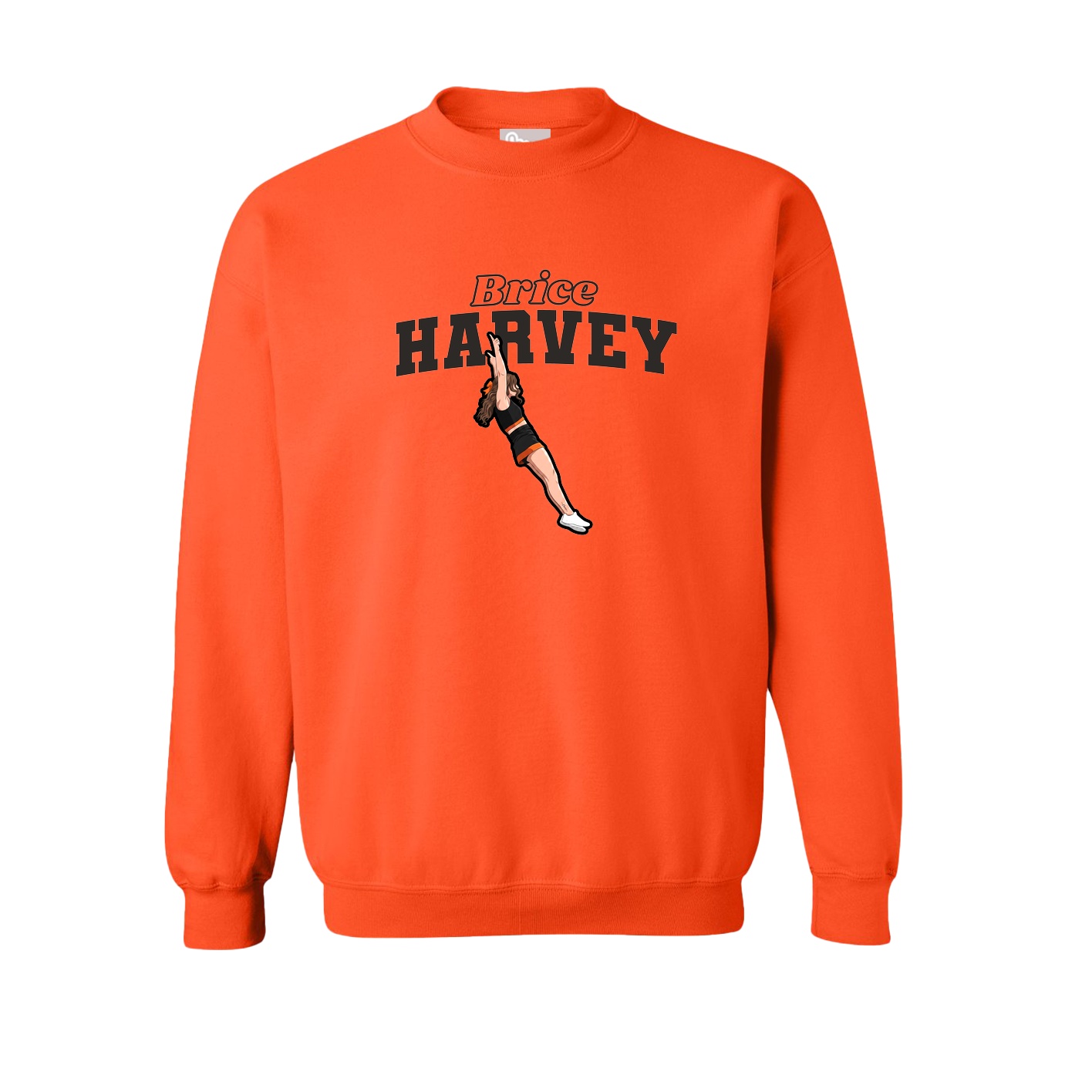 Fleece Crew — Name Arch in Orange