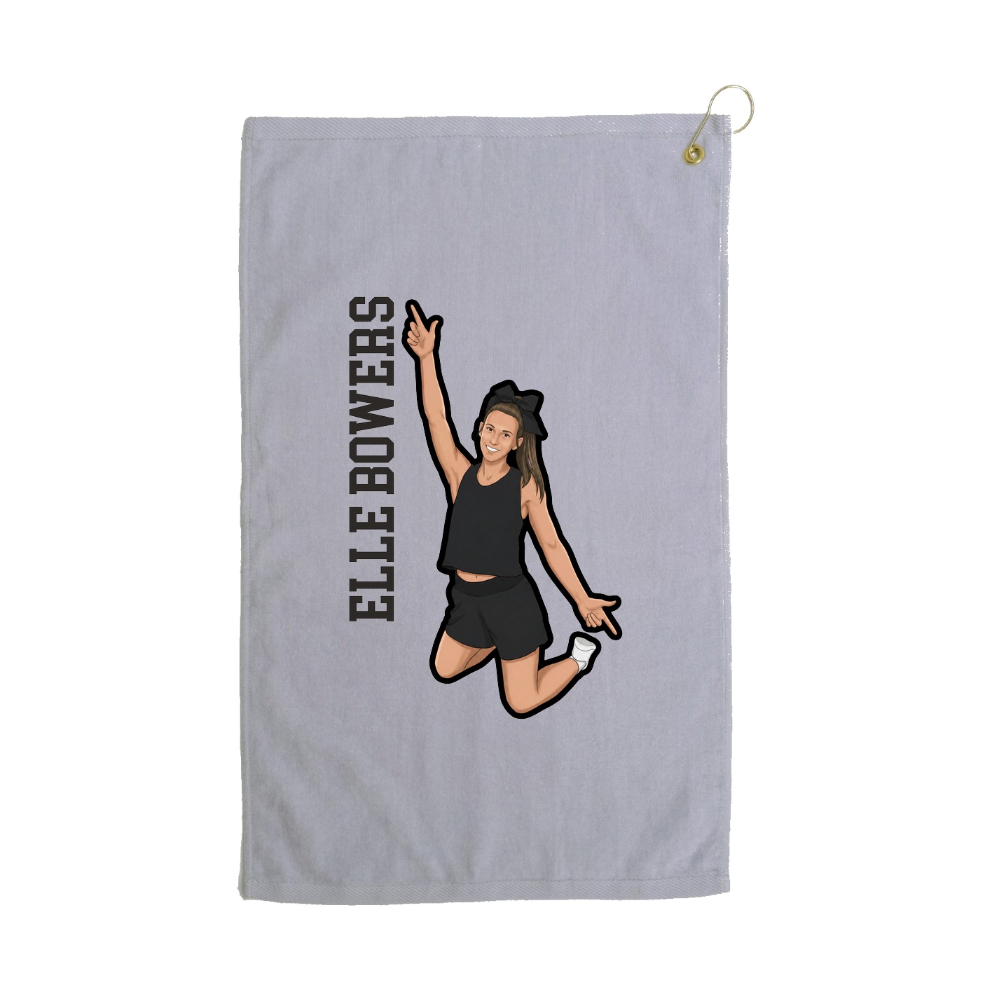 Golf Towel — Name Vertical in Grey