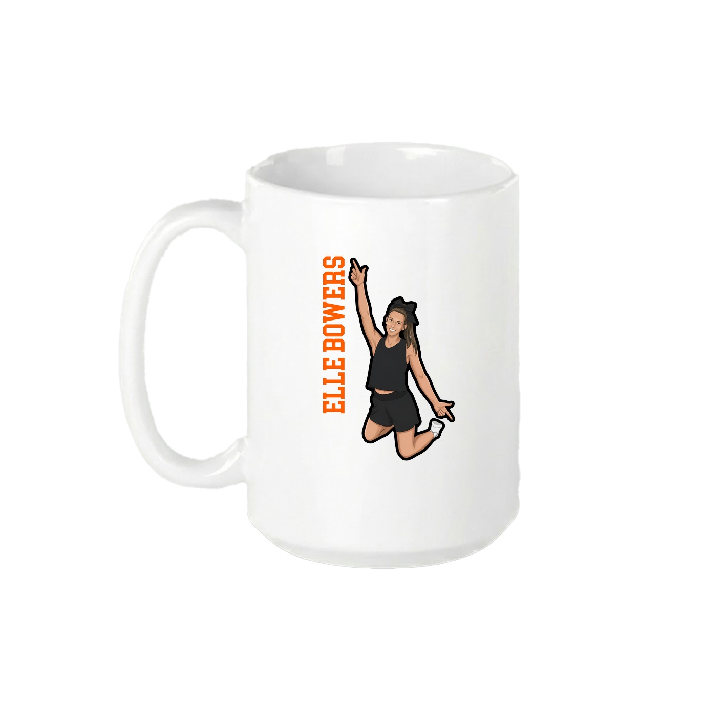 15oz Coffee Mug — Name Vertical in White