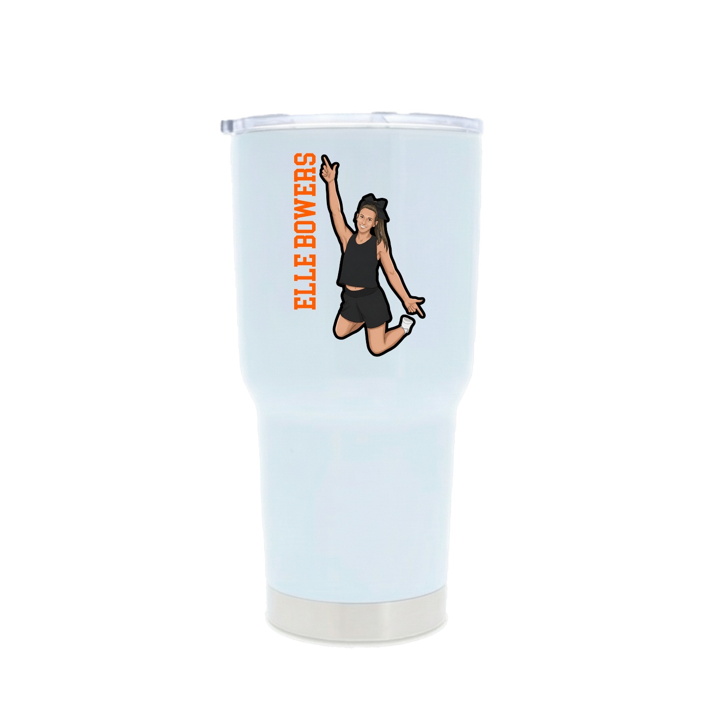 30oz Stainless Steel Tumbler — Name Vertical in White