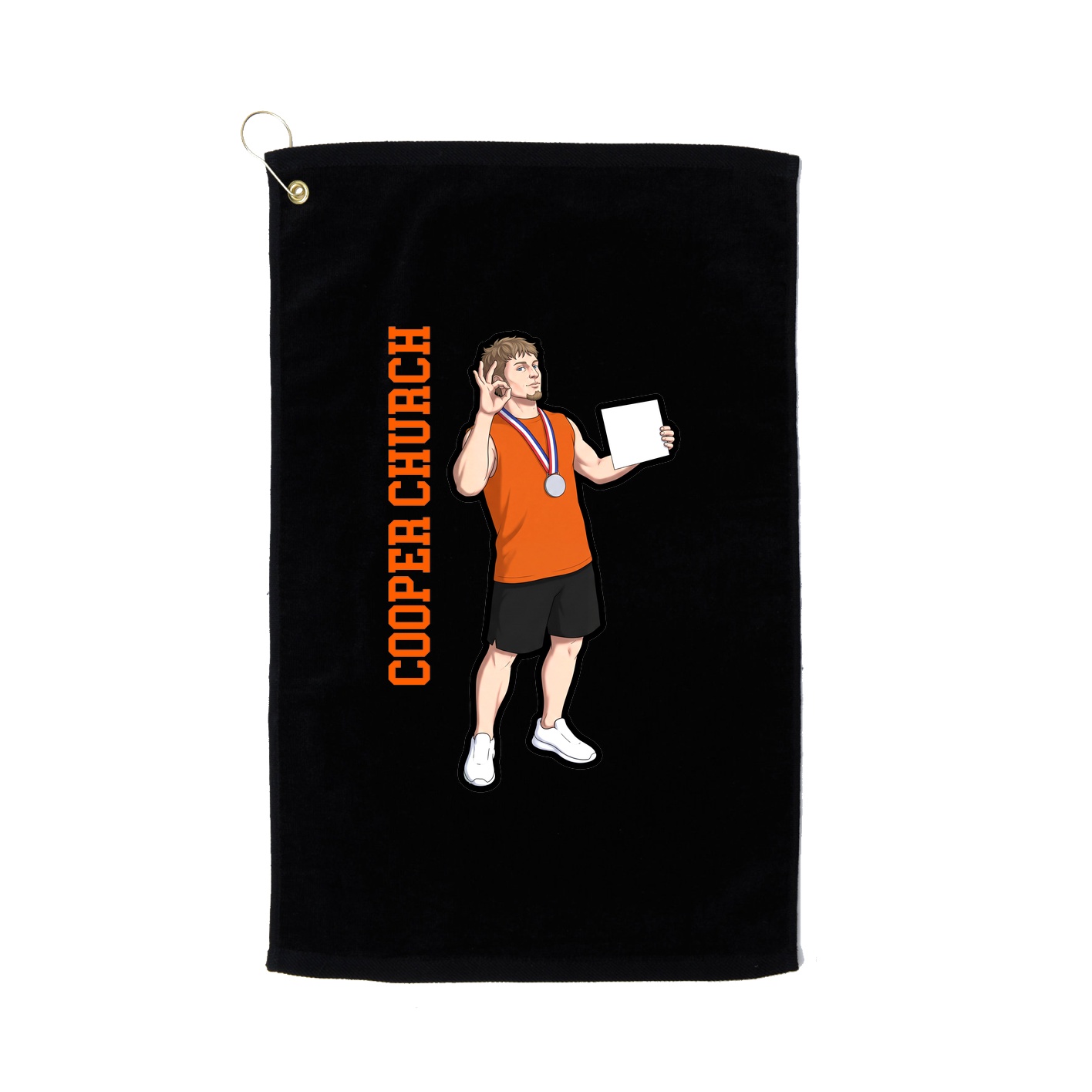 Golf Towel — Name Vertical in Black