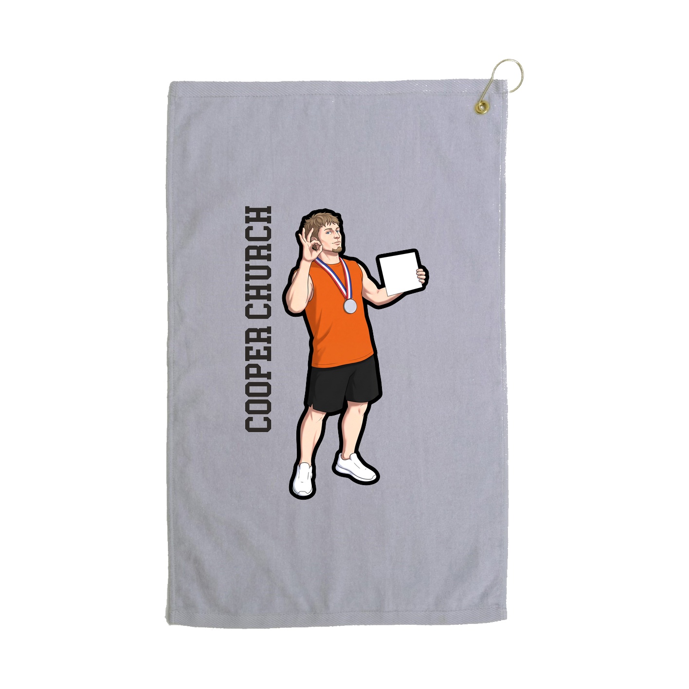 Golf Towel — Name Vertical in Grey