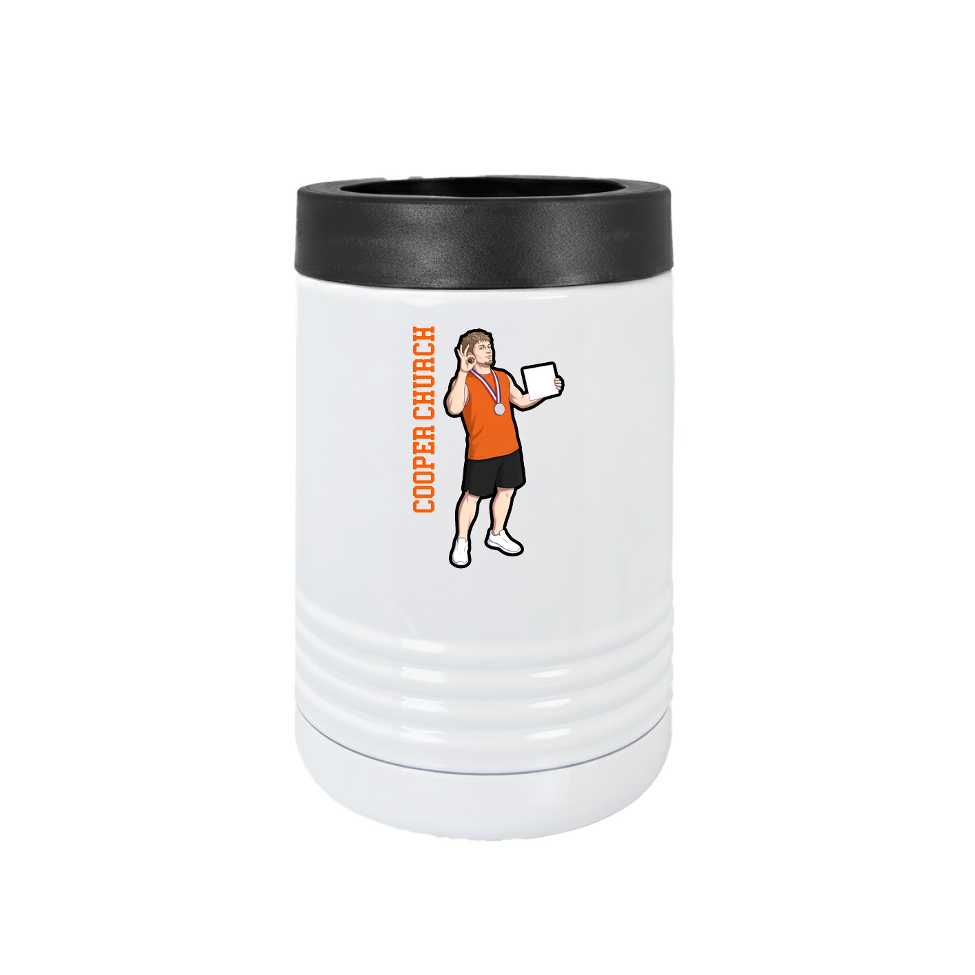 Beverage Holder — Name Vertical in White