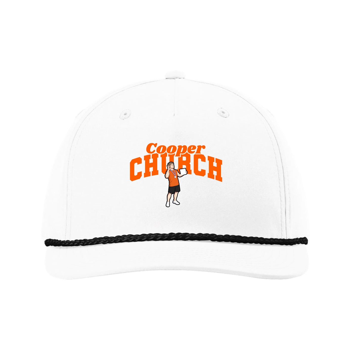 Five-Panel Classic Rope Cap — Signature Arch in White
