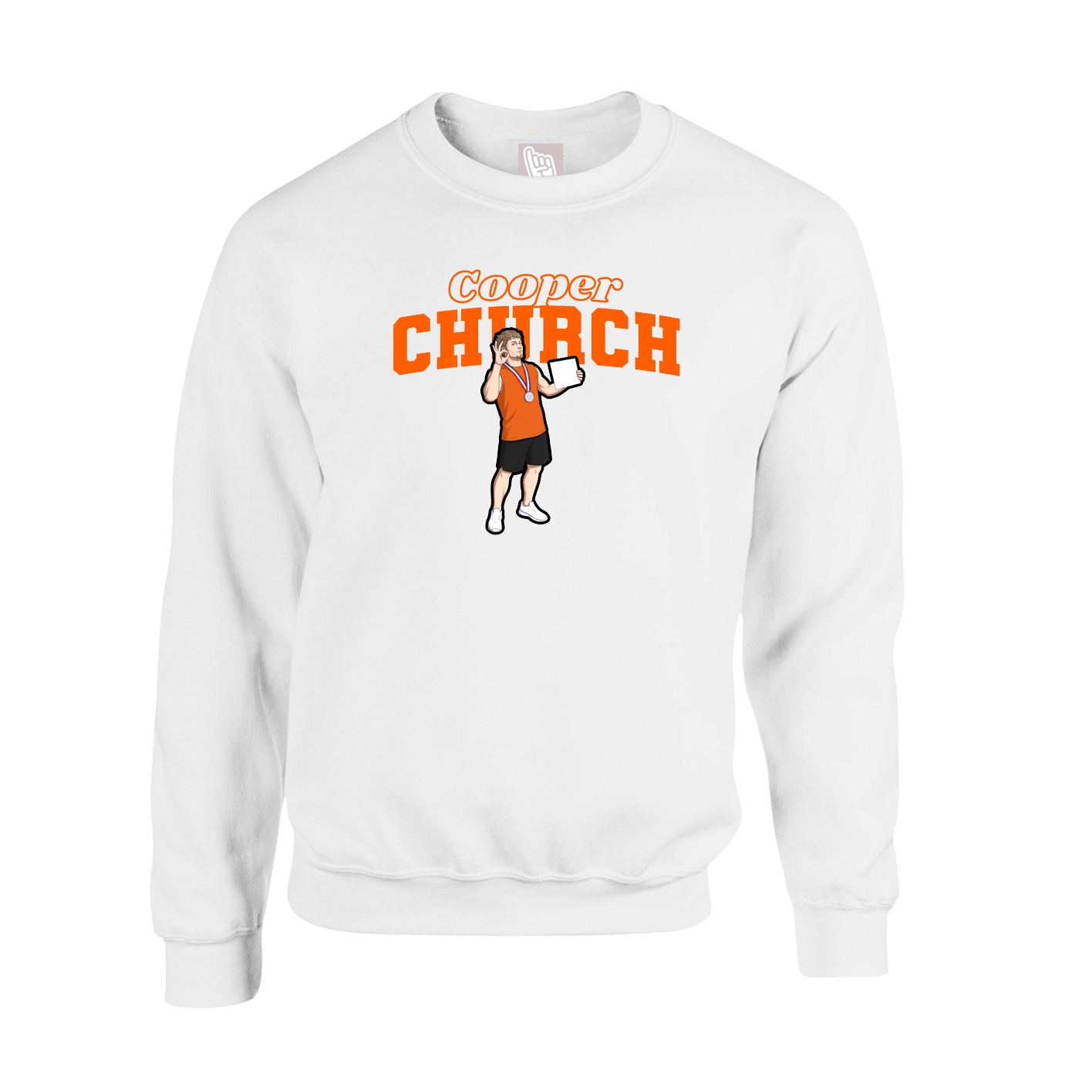 Fleece Crew — Name Arch in White