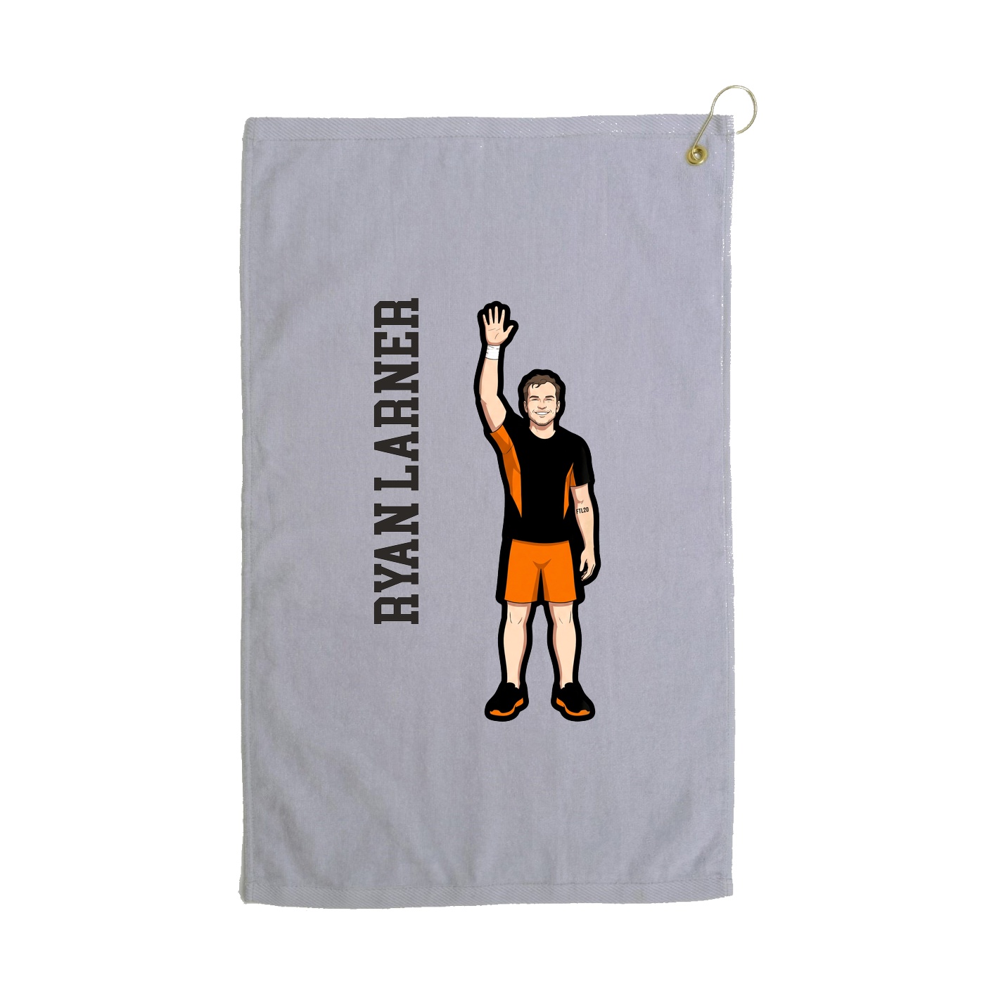 Golf Towel — Name Vertical in Grey