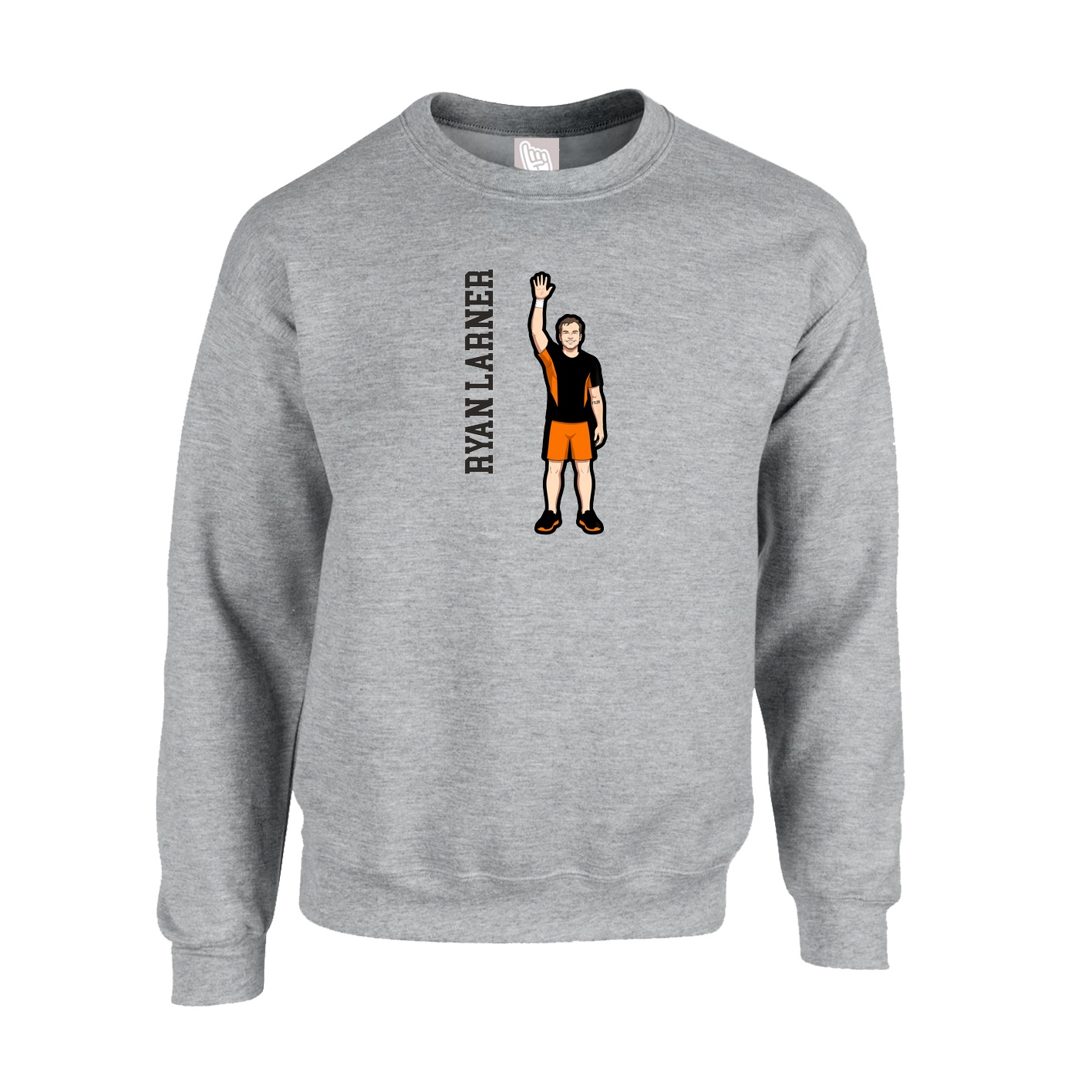Fleece Crew — Name Vertical in Grey