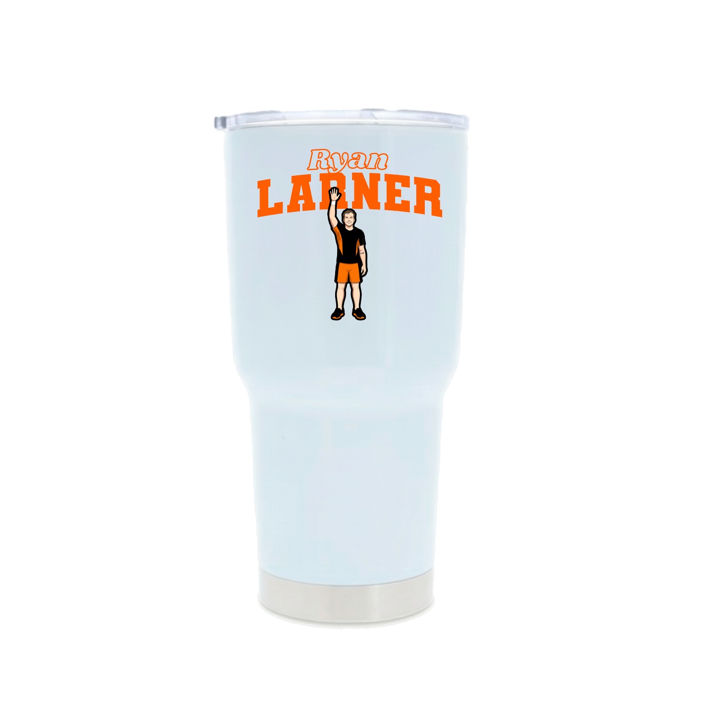 30oz Stainless Steel Tumbler — Name Arch in White