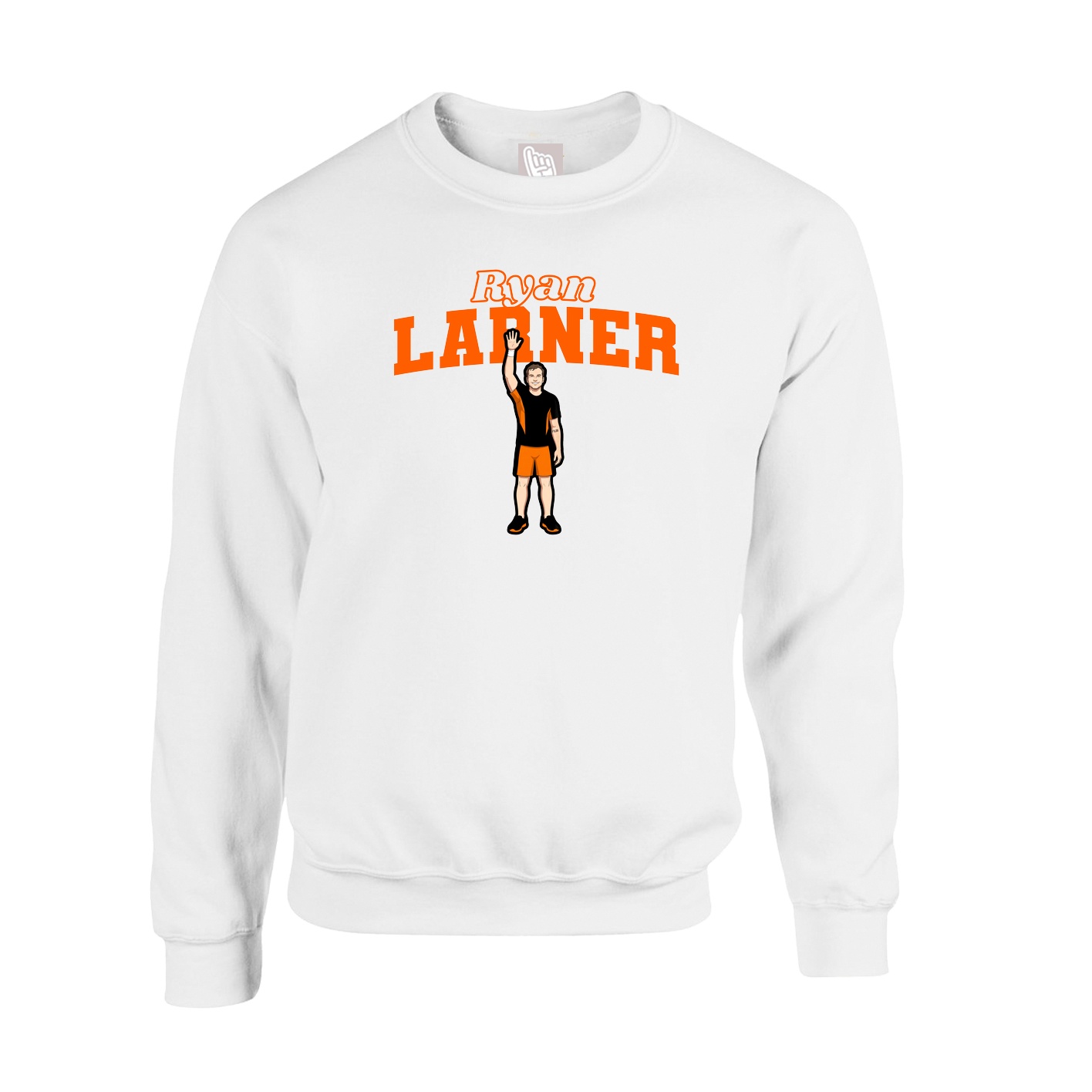 Fleece Crew — Name Arch in White
