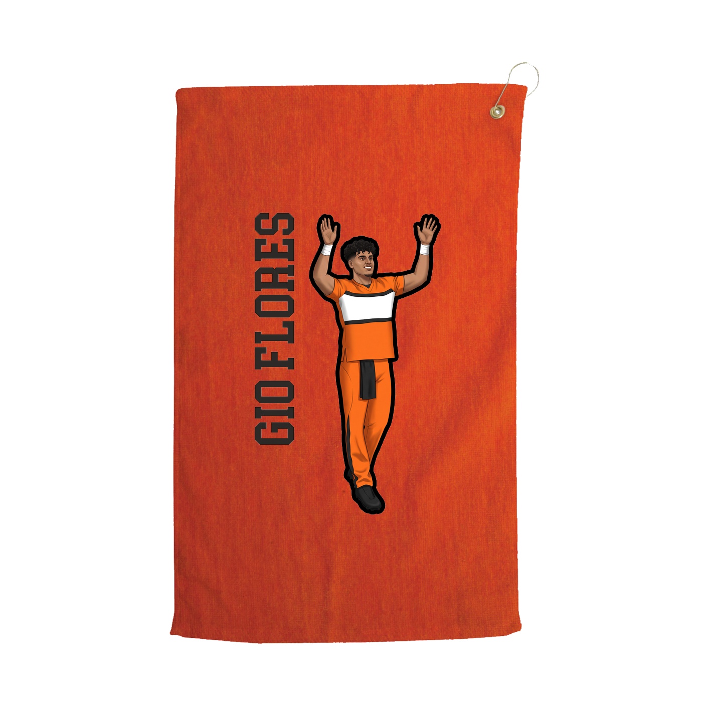 Golf Towel — Name Vertical in Orange