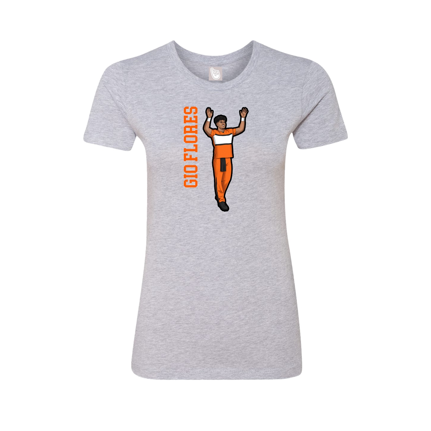 Fitted Women's Tee — Name Vertical in Grey