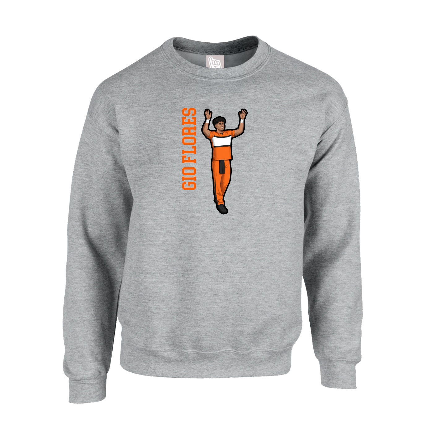 Fleece Crew — Name Vertical in Grey