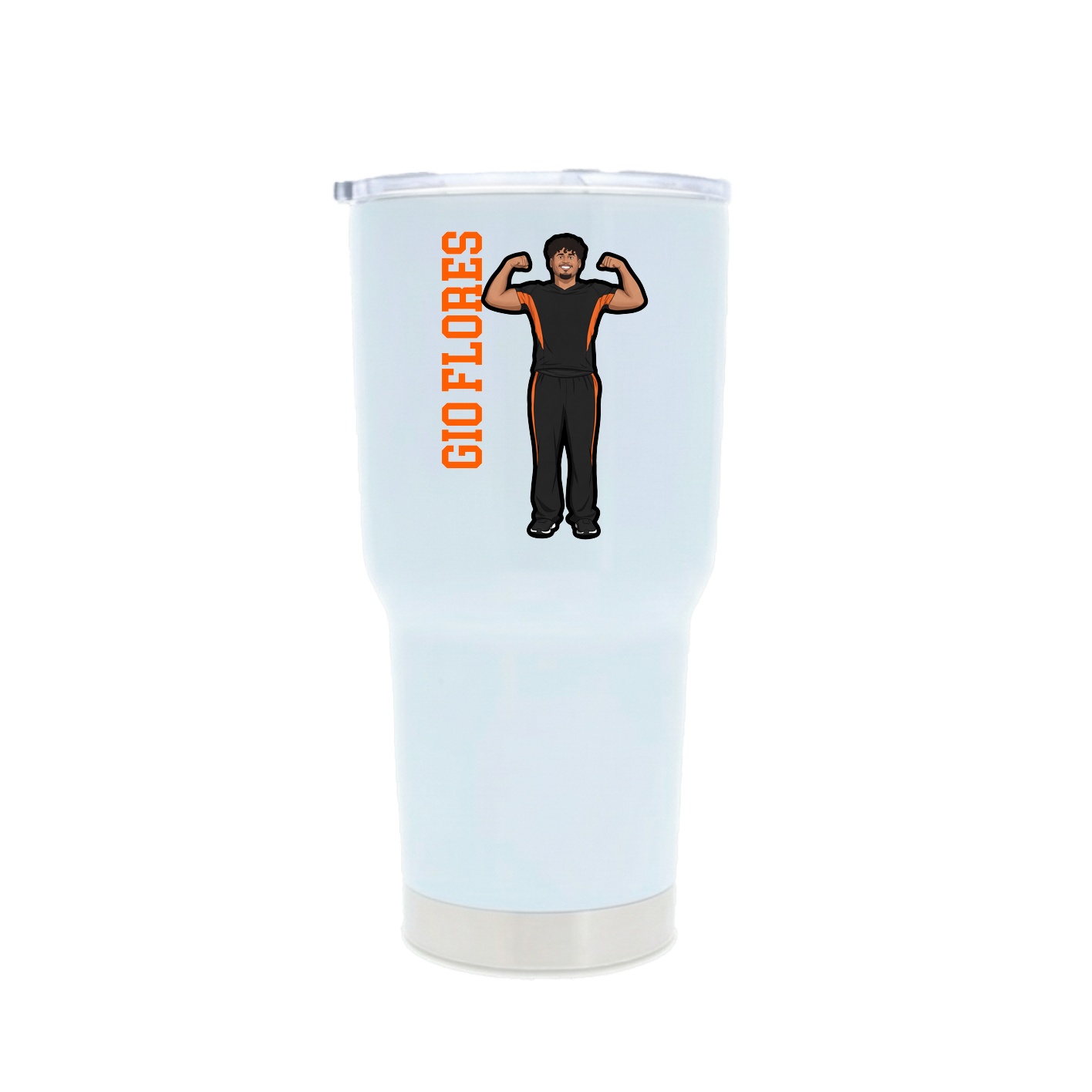 30oz Stainless Steel Tumbler — Name Vertical in White