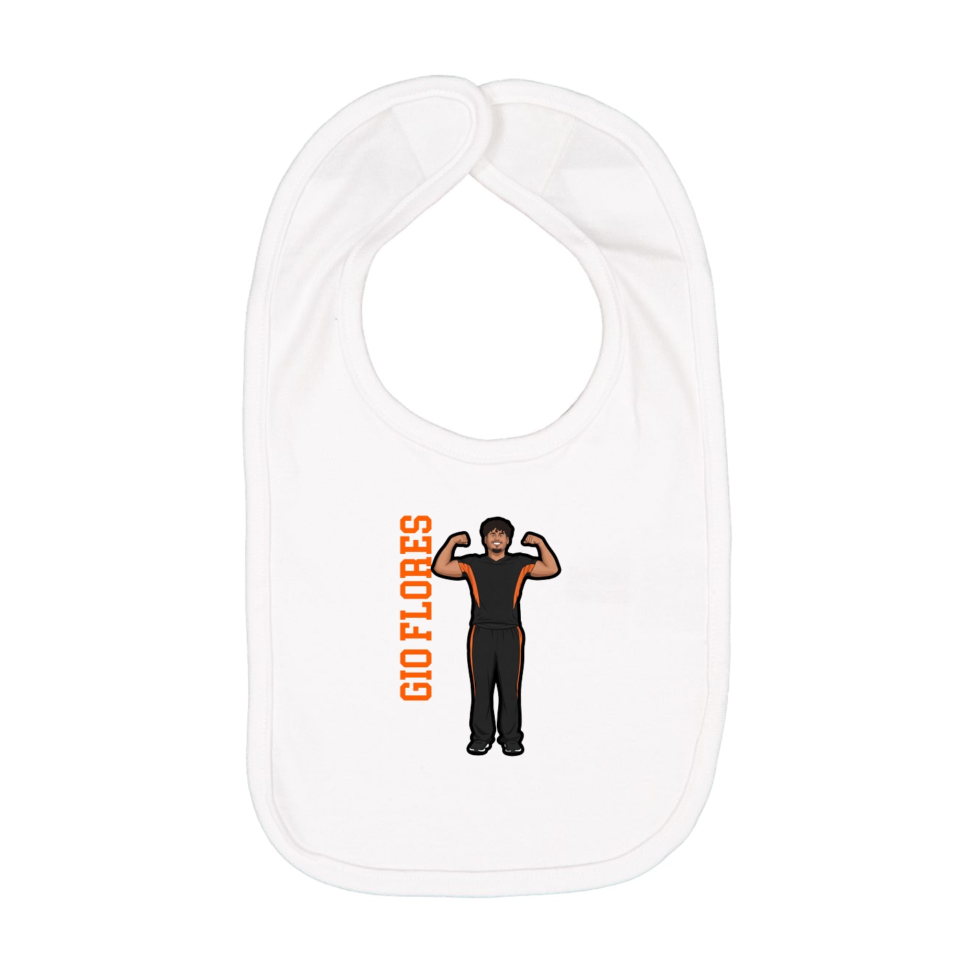 Infant Bib — Name Vertical in White