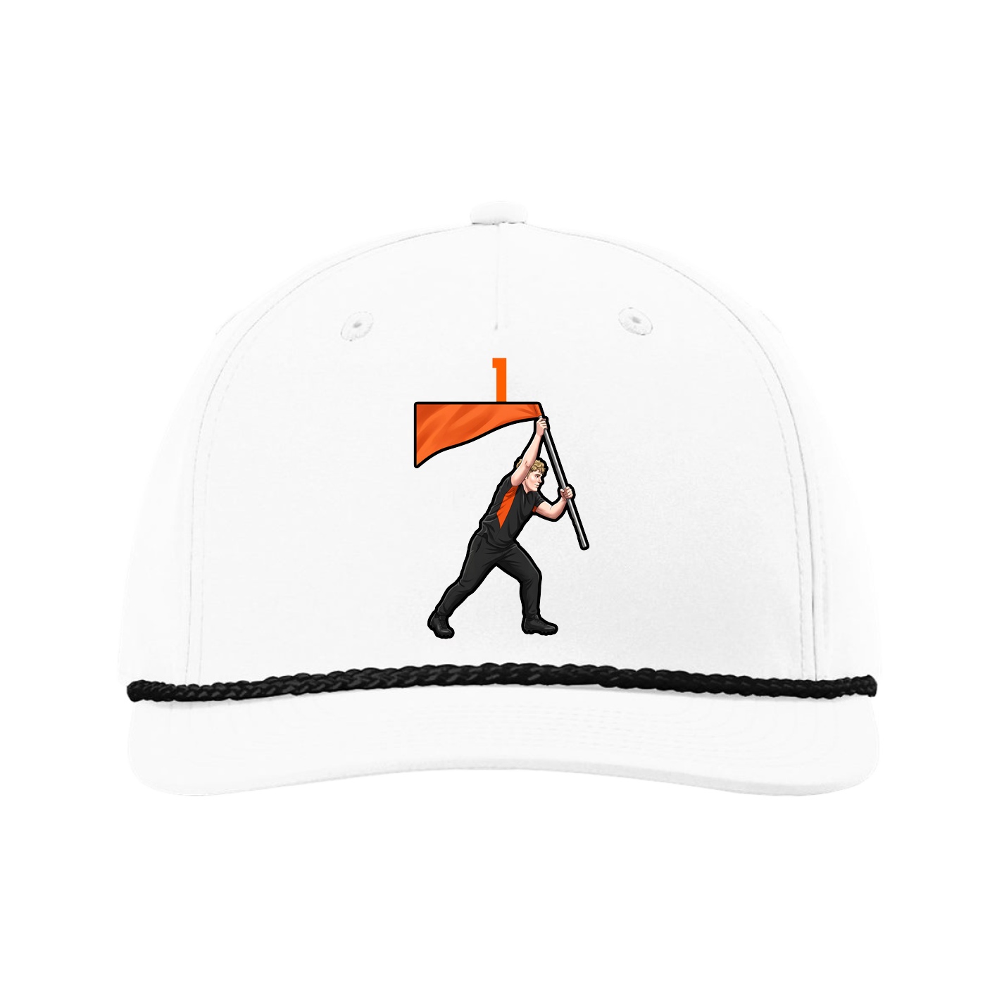 Five-Panel Classic Rope Cap — Number Top in White