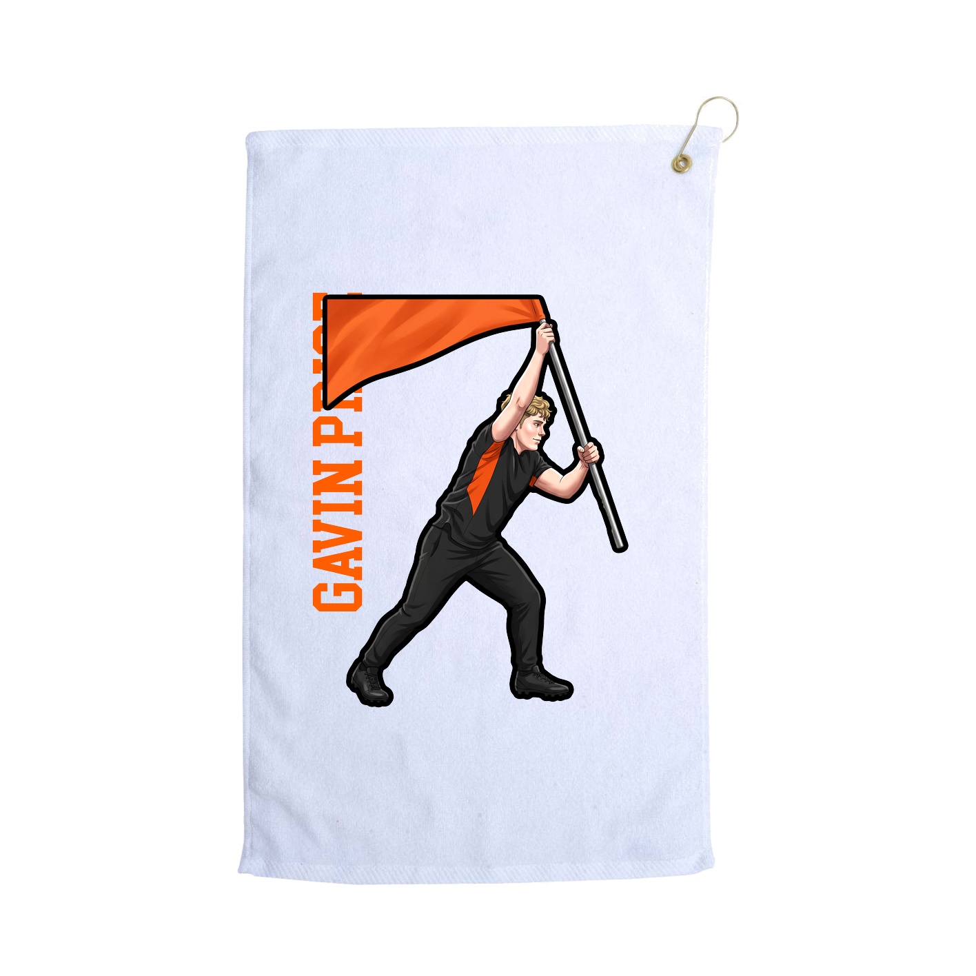 Golf Towel — Name Vertical in White