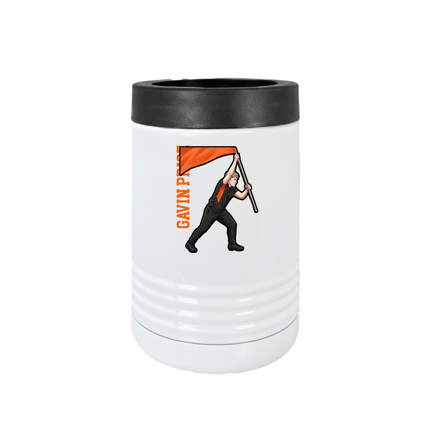 Beverage Holder — Name Vertical in White