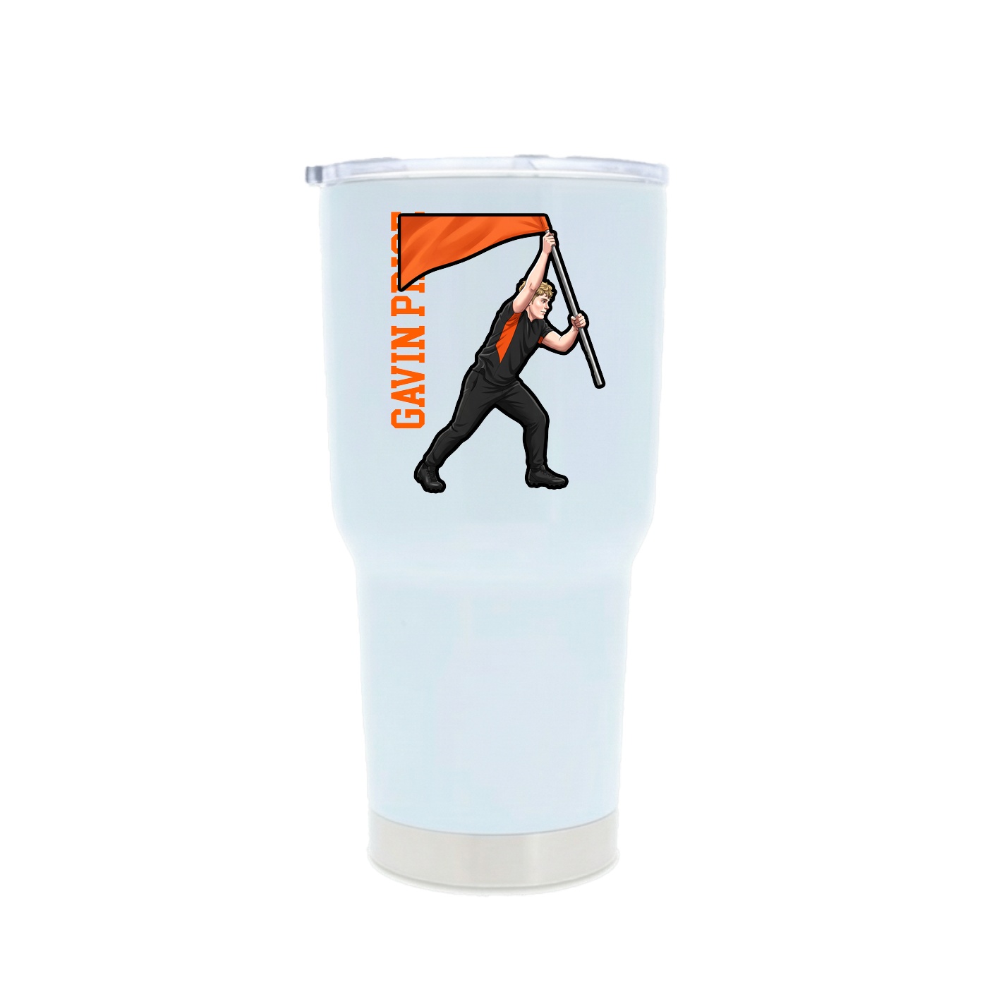 30oz Stainless Steel Tumbler — Name Vertical in White