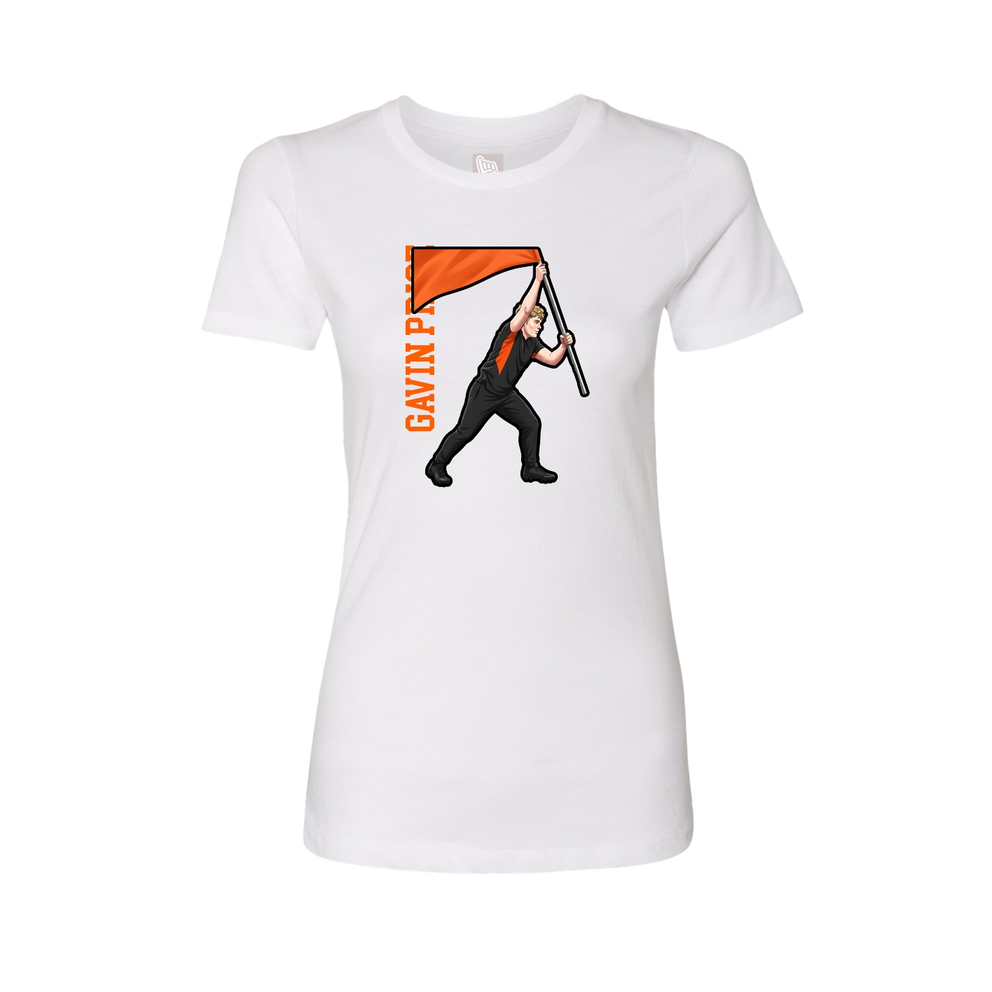 Fitted Women's Tee — Name Vertical in White