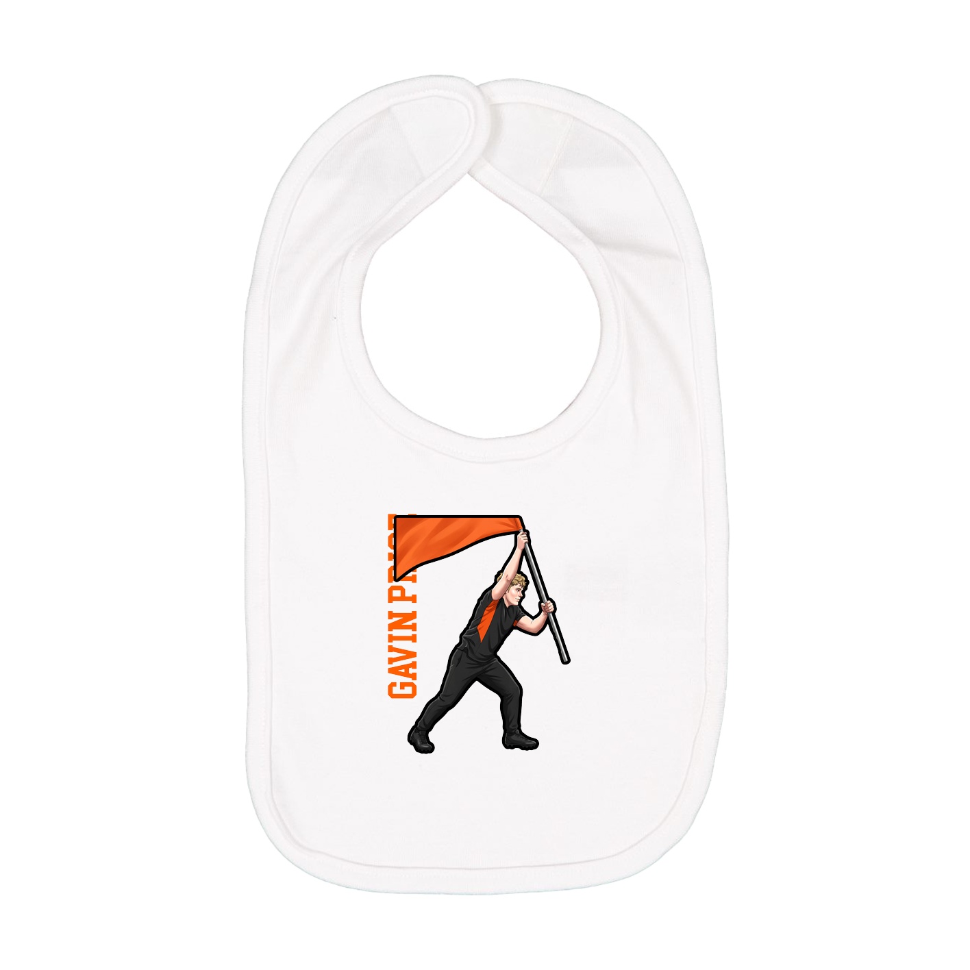 Infant Bib — Name Vertical in White