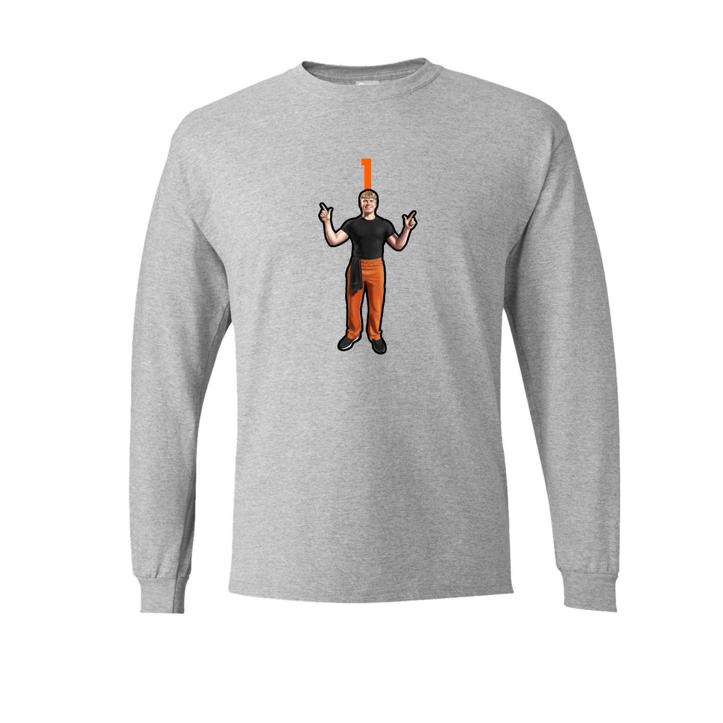 Long Sleeve Tee — Number Top in Grey