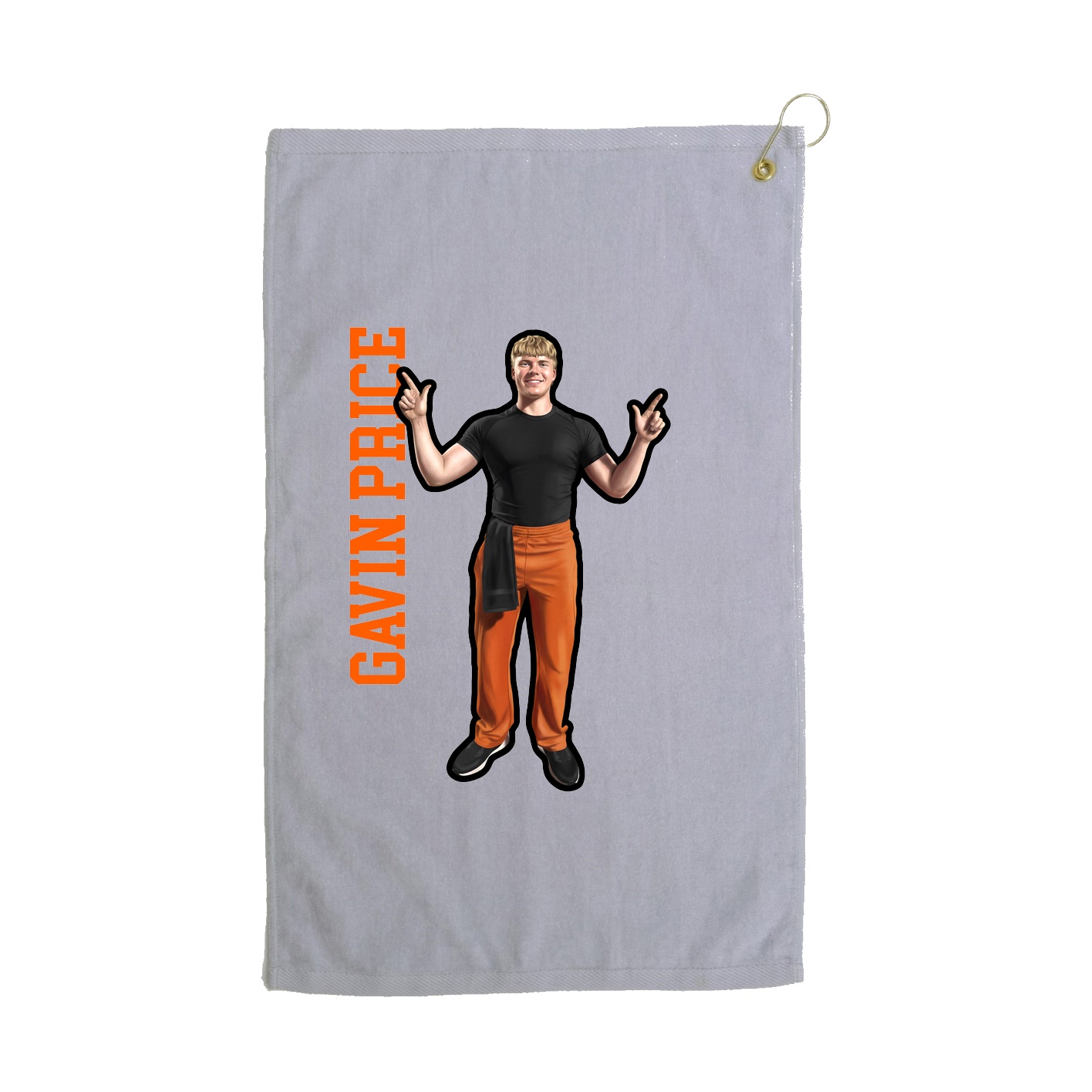 Golf Towel — Name Vertical in Grey