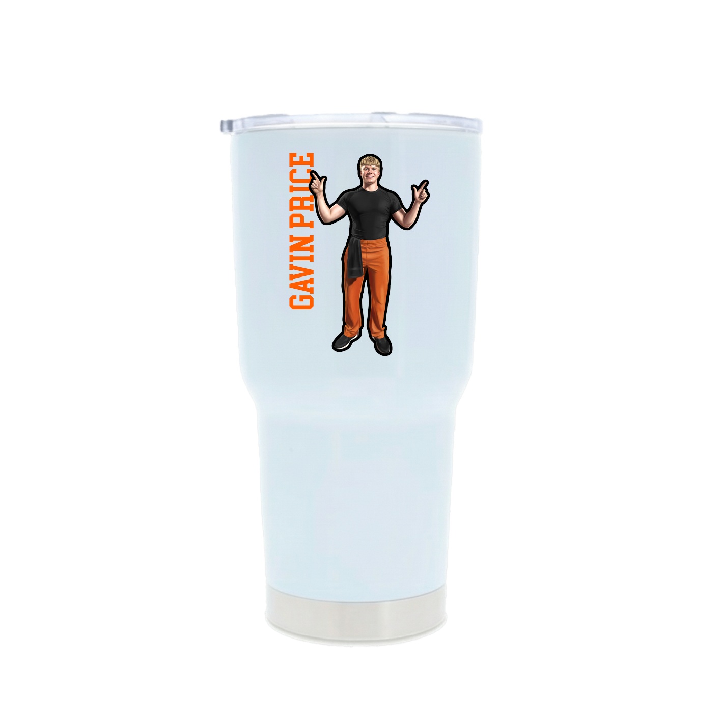 30oz Stainless Steel Tumbler — Name Vertical in White