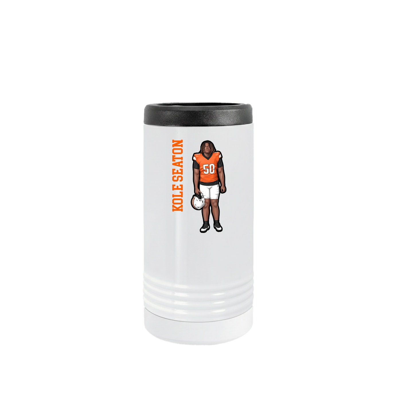 Slim Beverage Holder — Name Vertical in White