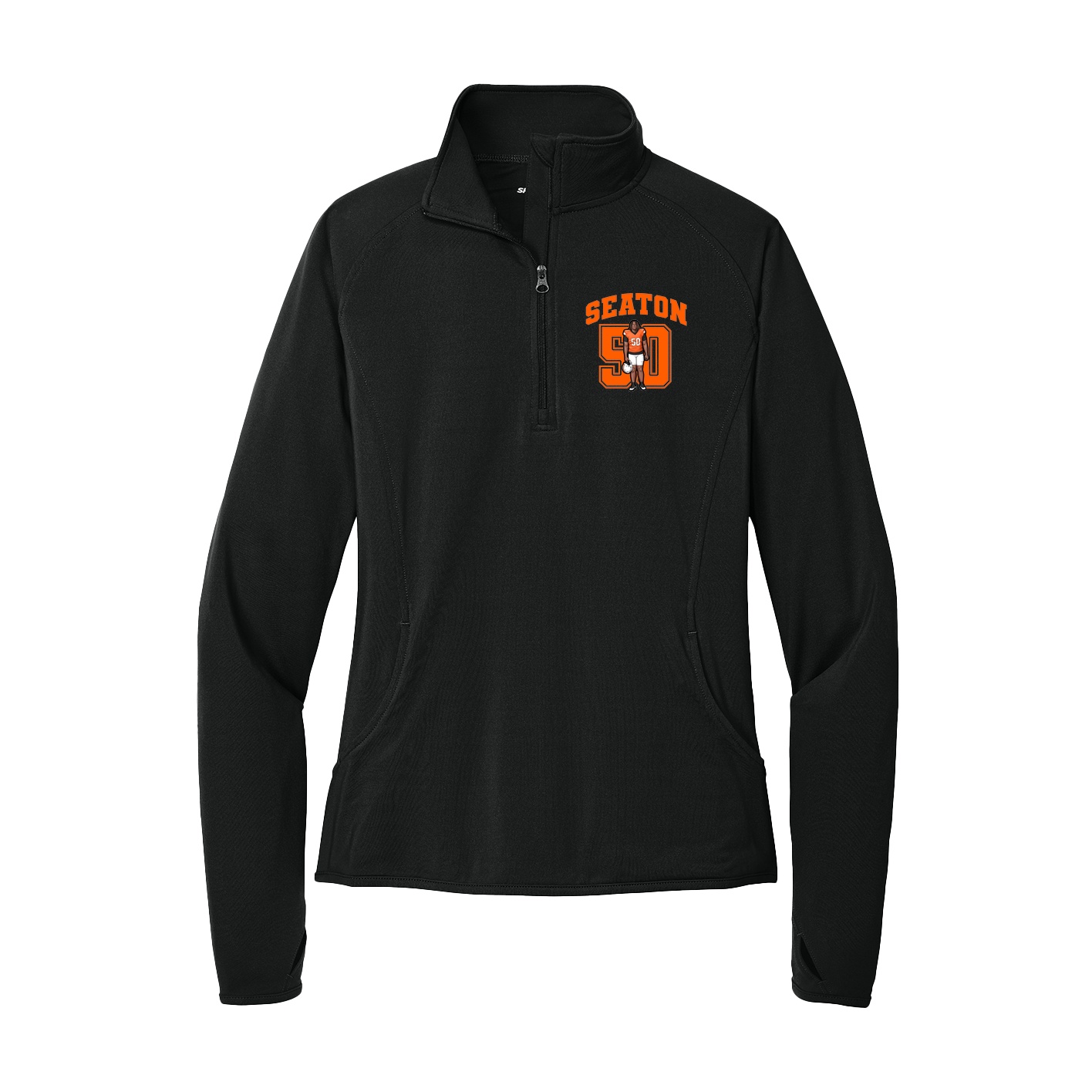 Women's Q-Zip Pullover — Number in Black