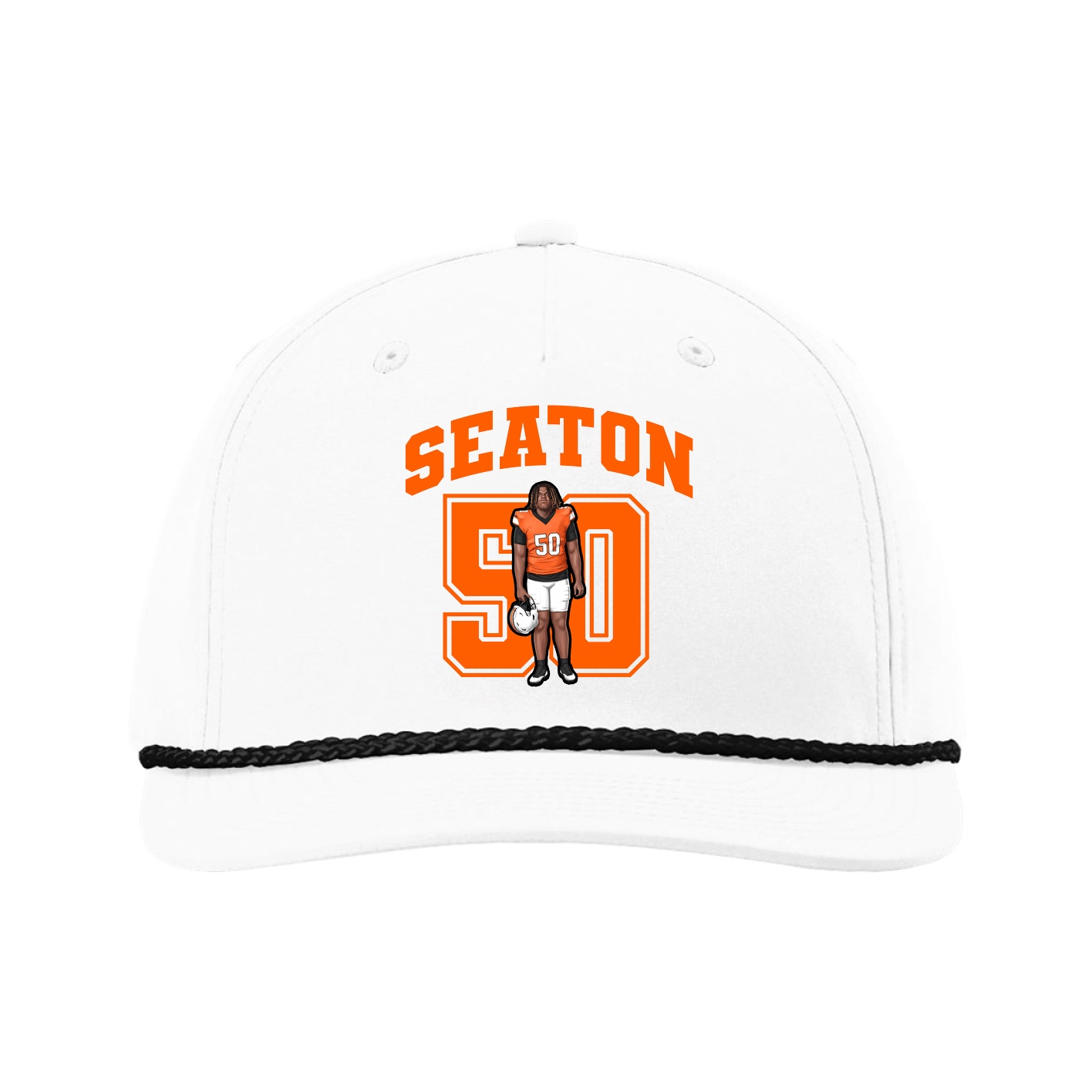 Five-Panel Classic Rope Cap — Number in White