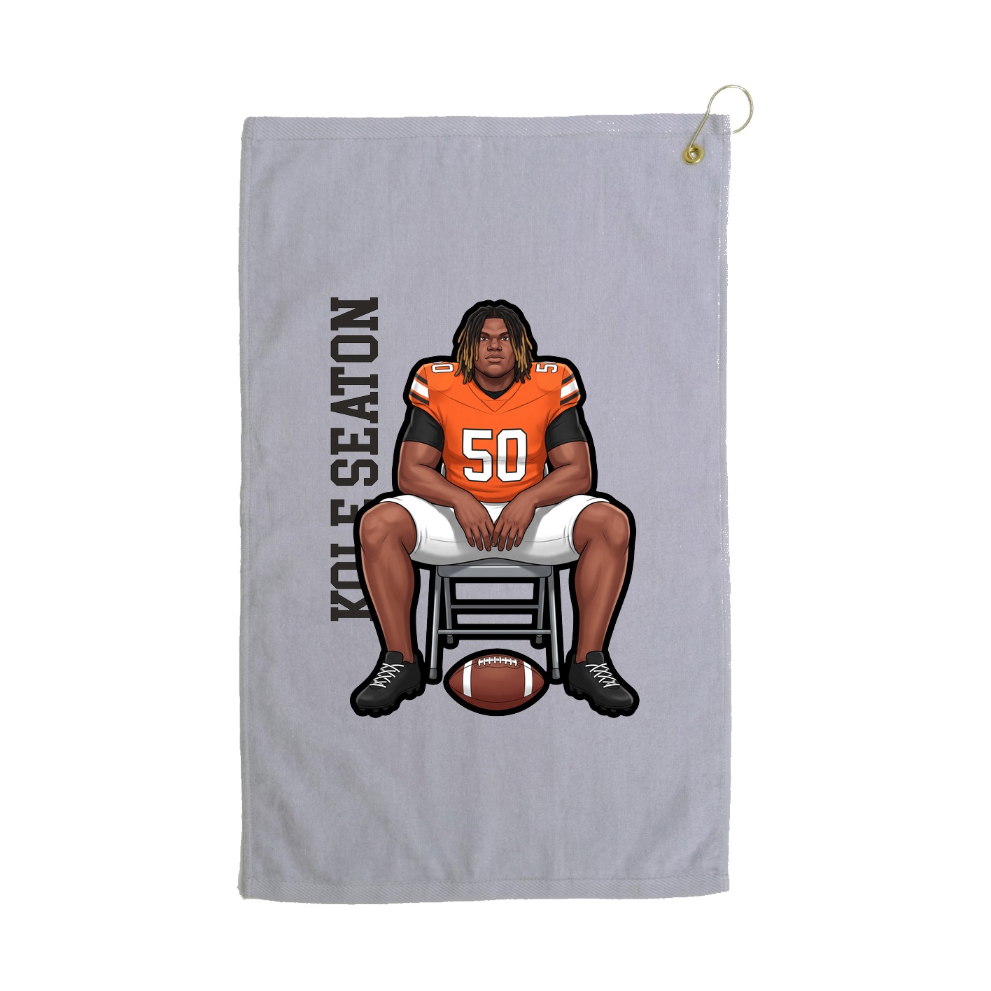 Golf Towel — Name Vertical in Grey