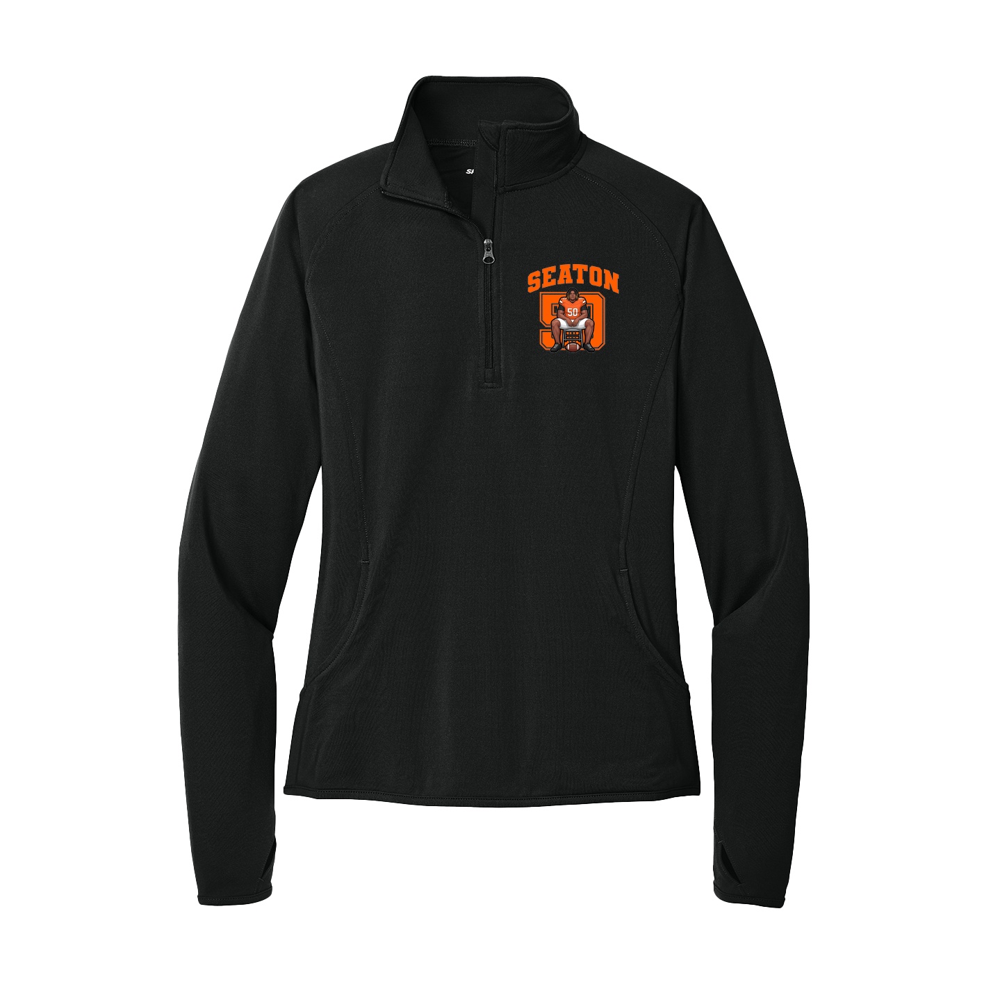 Women's Q-Zip Pullover — Number in Black