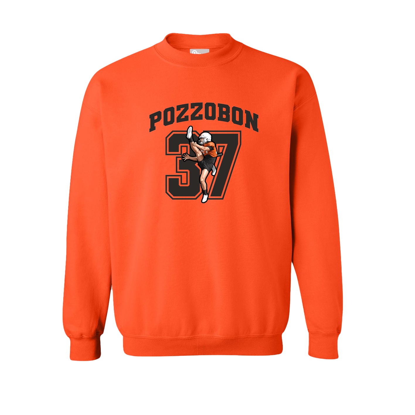 Fleece Crew — Number in Orange