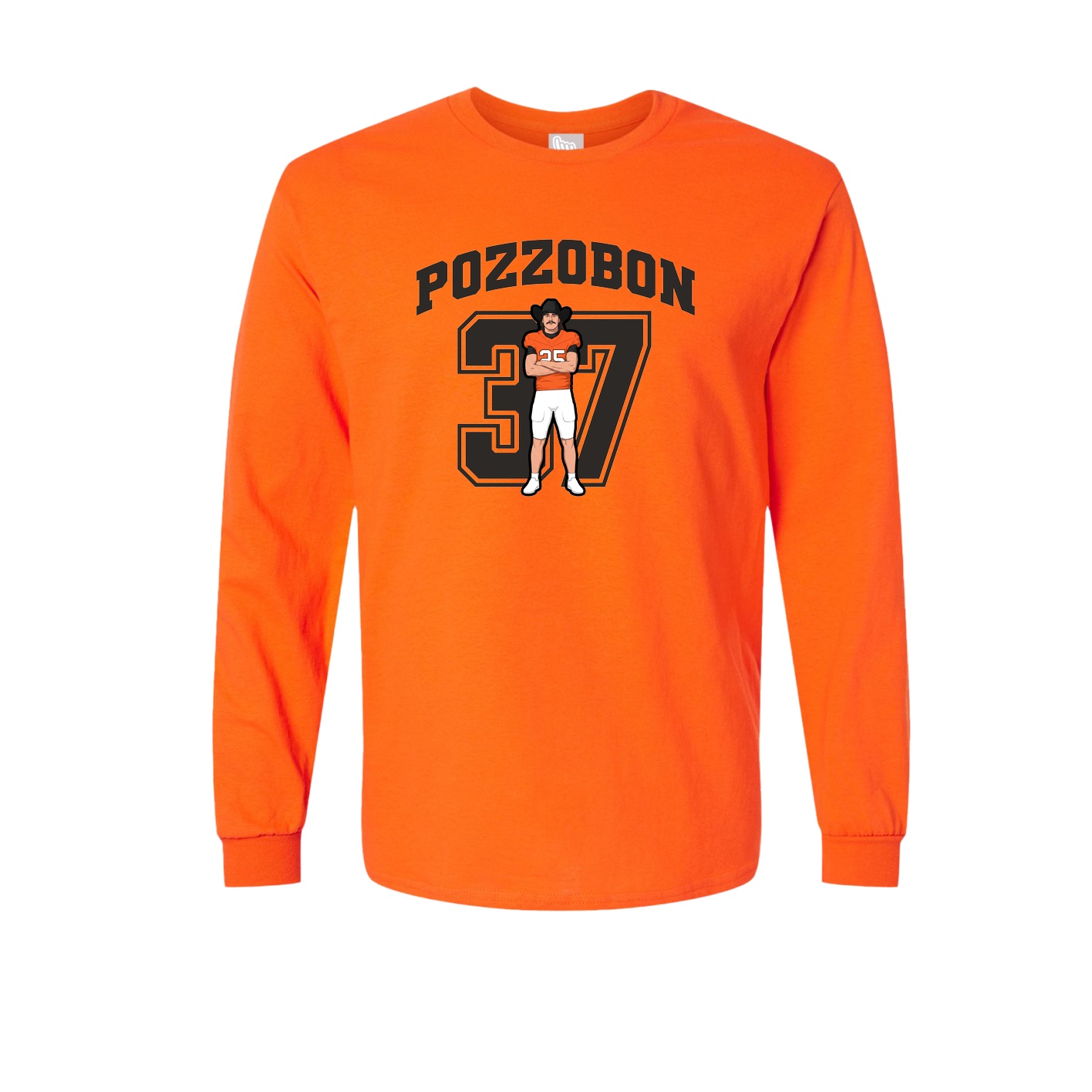 Long Sleeve Tee — Number in Orange