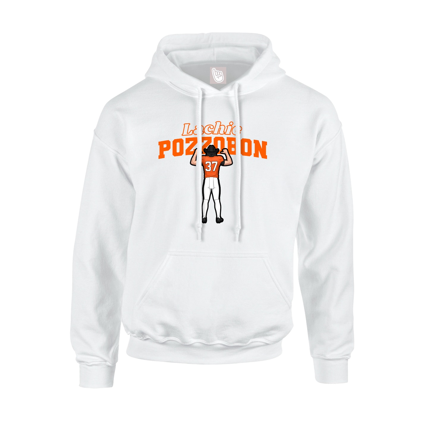Youth Hoodie — Name Arch in White