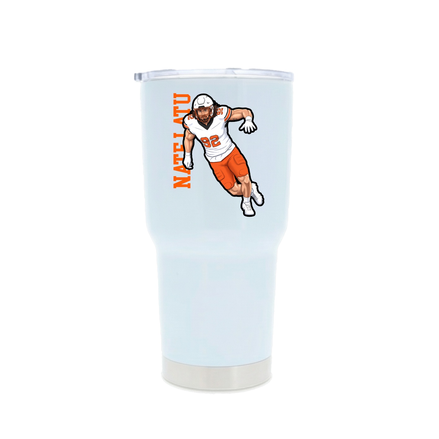 30oz Stainless Steel Tumbler — Name Vertical in White