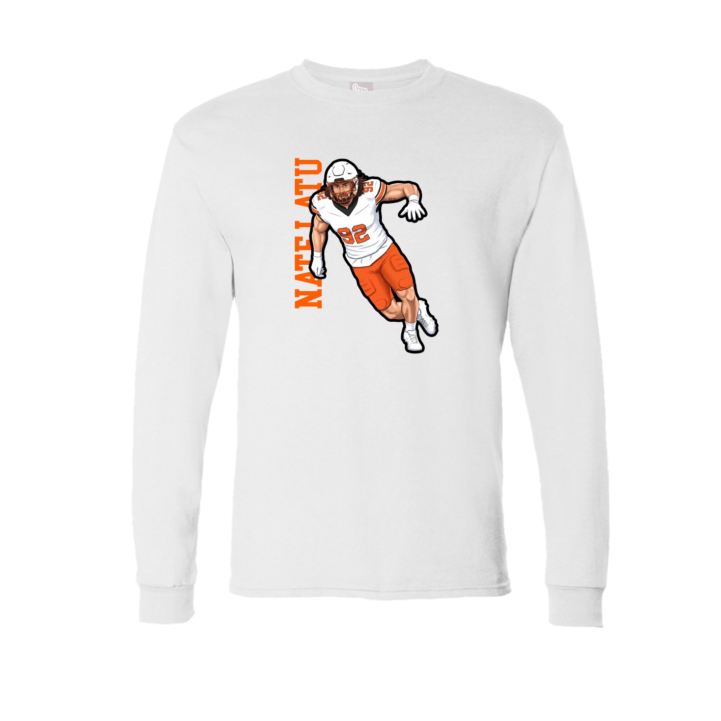 Long Sleeve Tee — Name Vertical in White