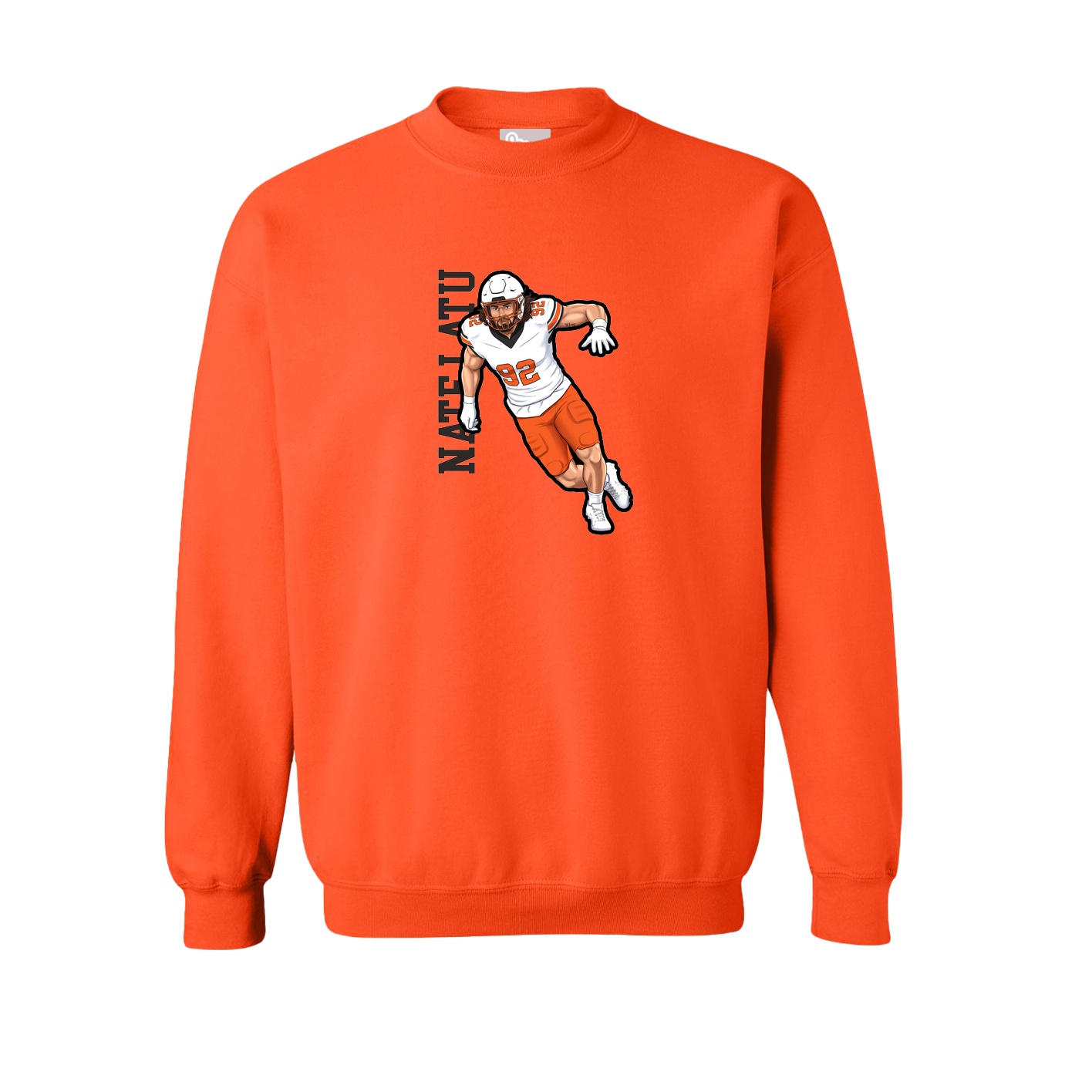 Fleece Crew — Name Vertical in Orange