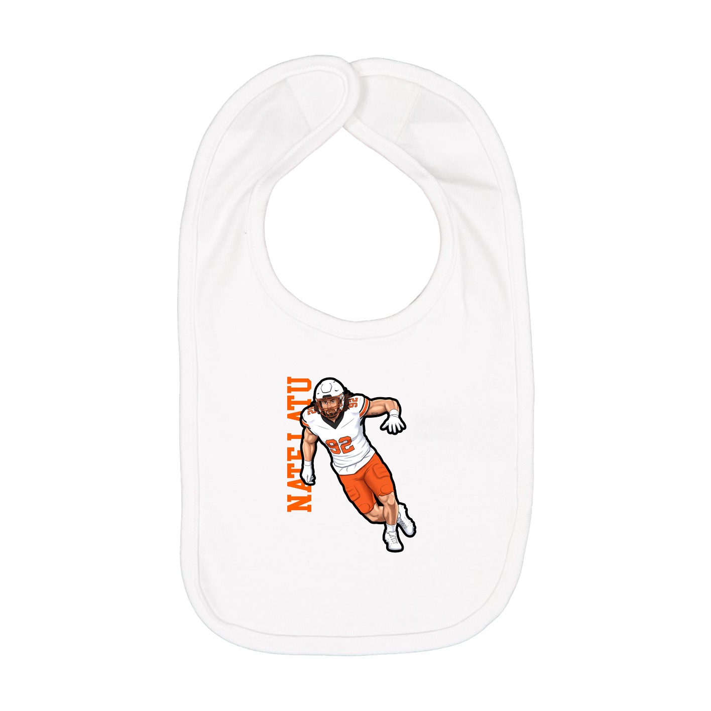 Infant Bib — Name Vertical in White