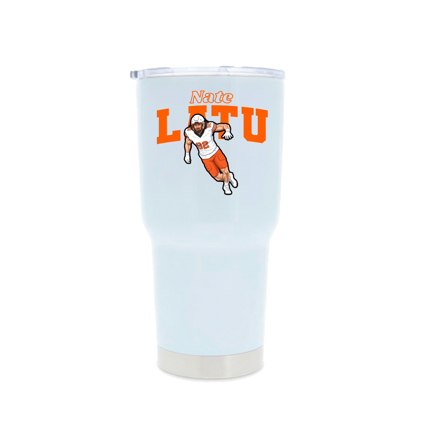 30oz Stainless Steel Tumbler — Name Arch in White