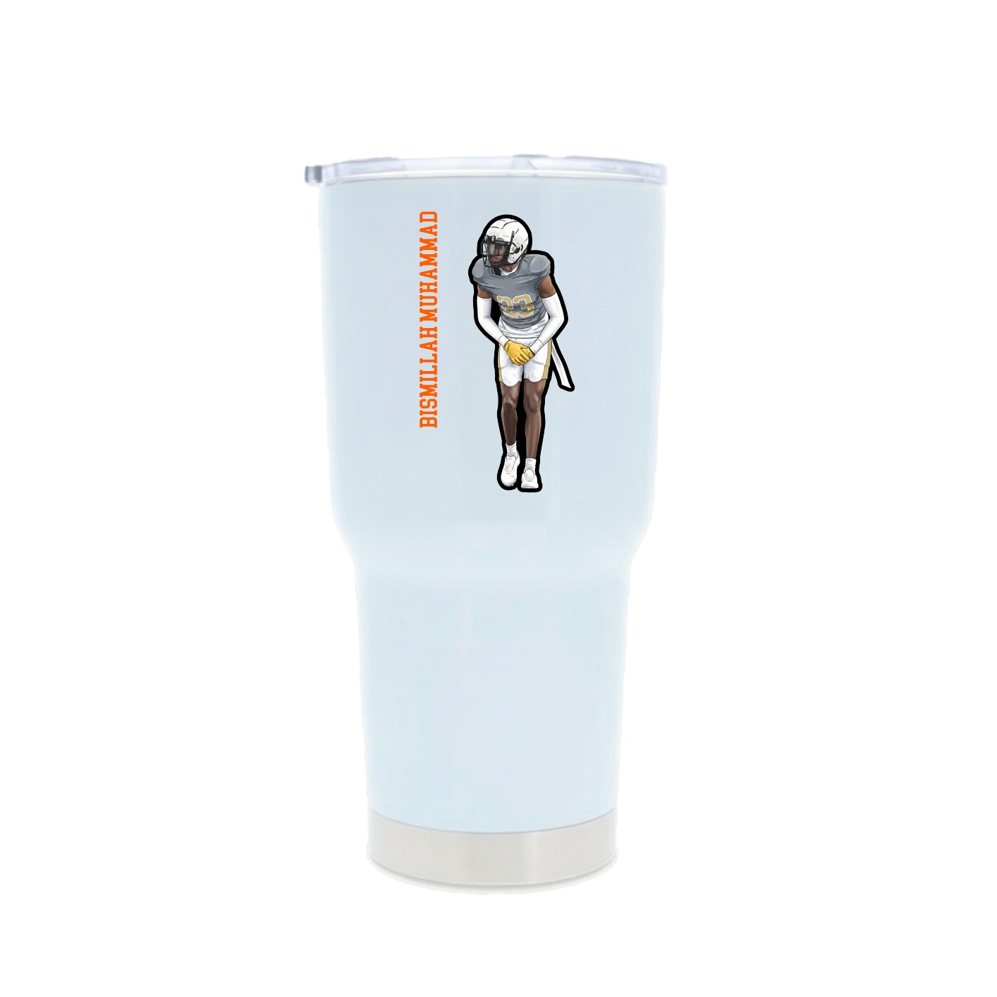 30oz Stainless Steel Tumbler — Name Vertical in White