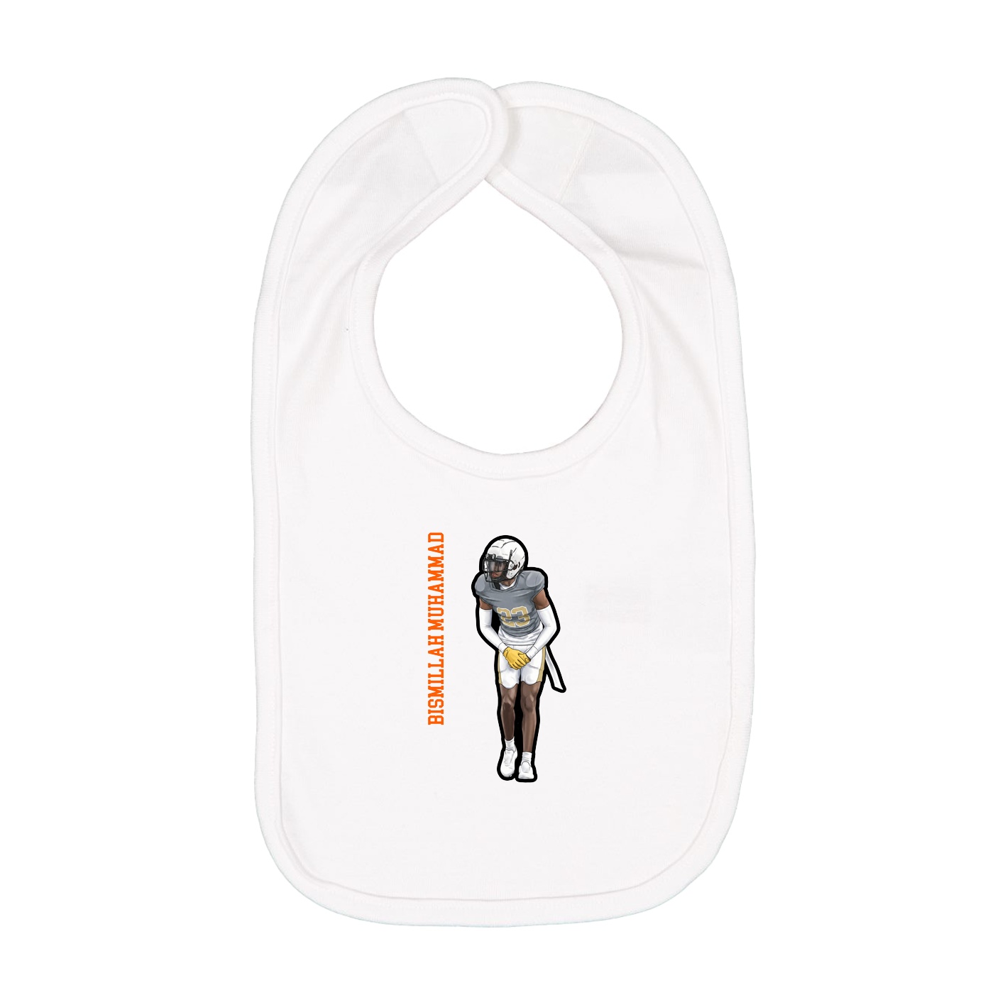 Infant Bib — Name Vertical in White