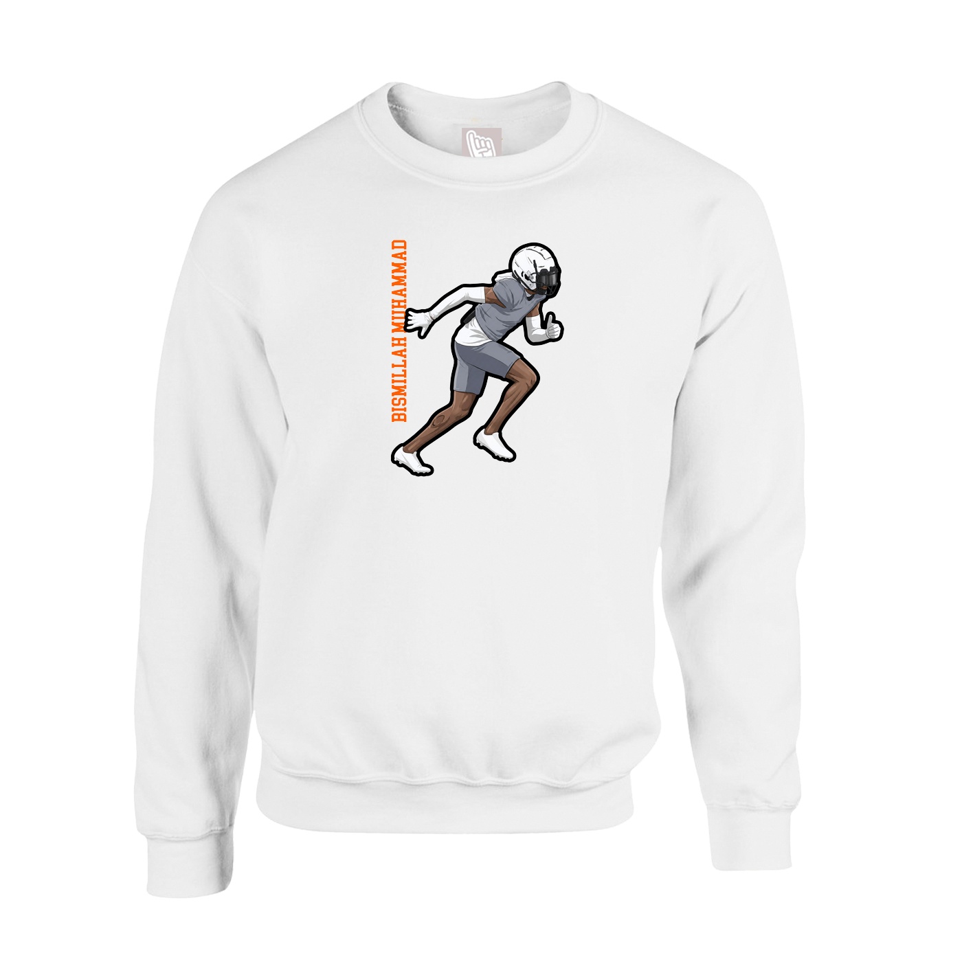 Fleece Crew — Name Vertical in White