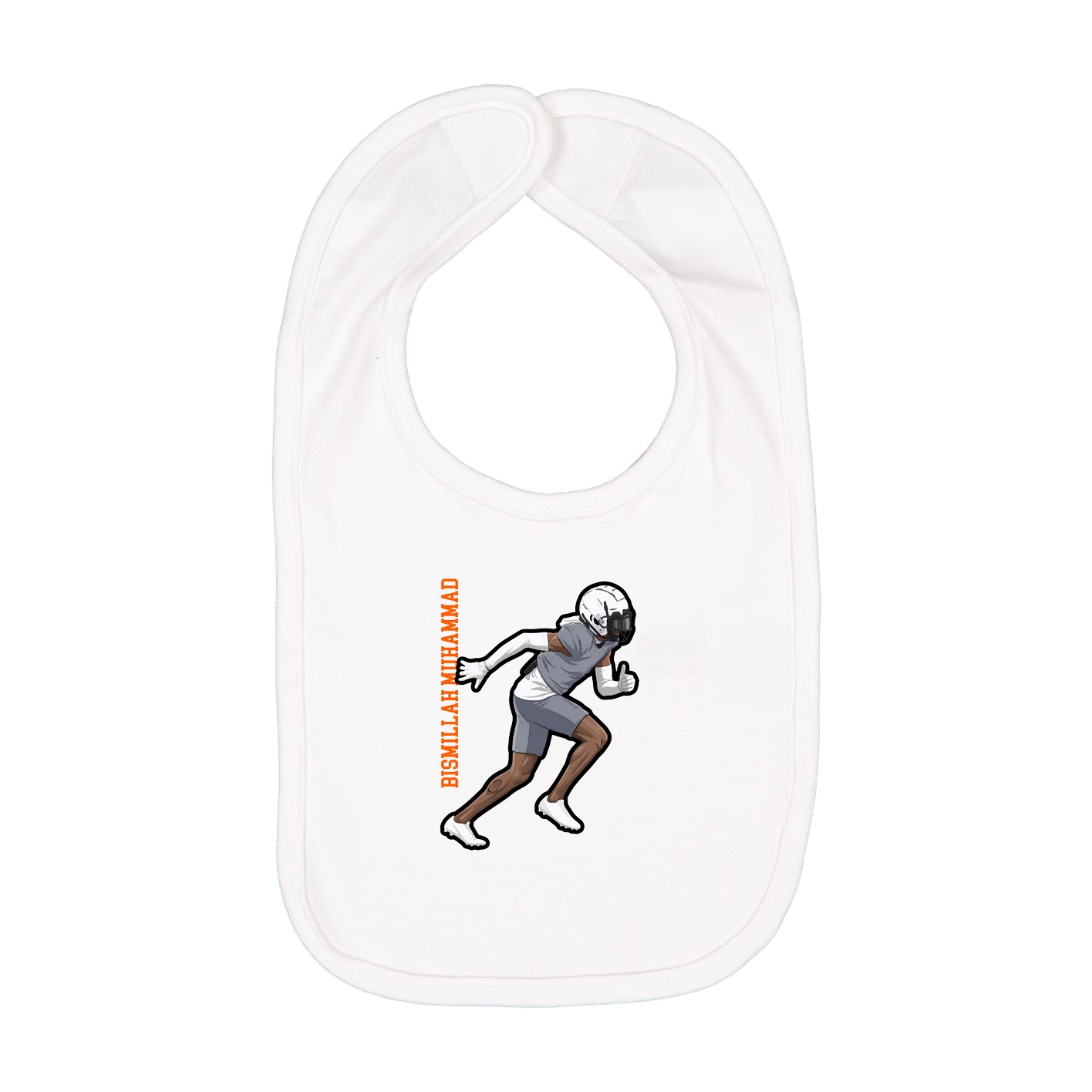Infant Bib — Name Vertical in White