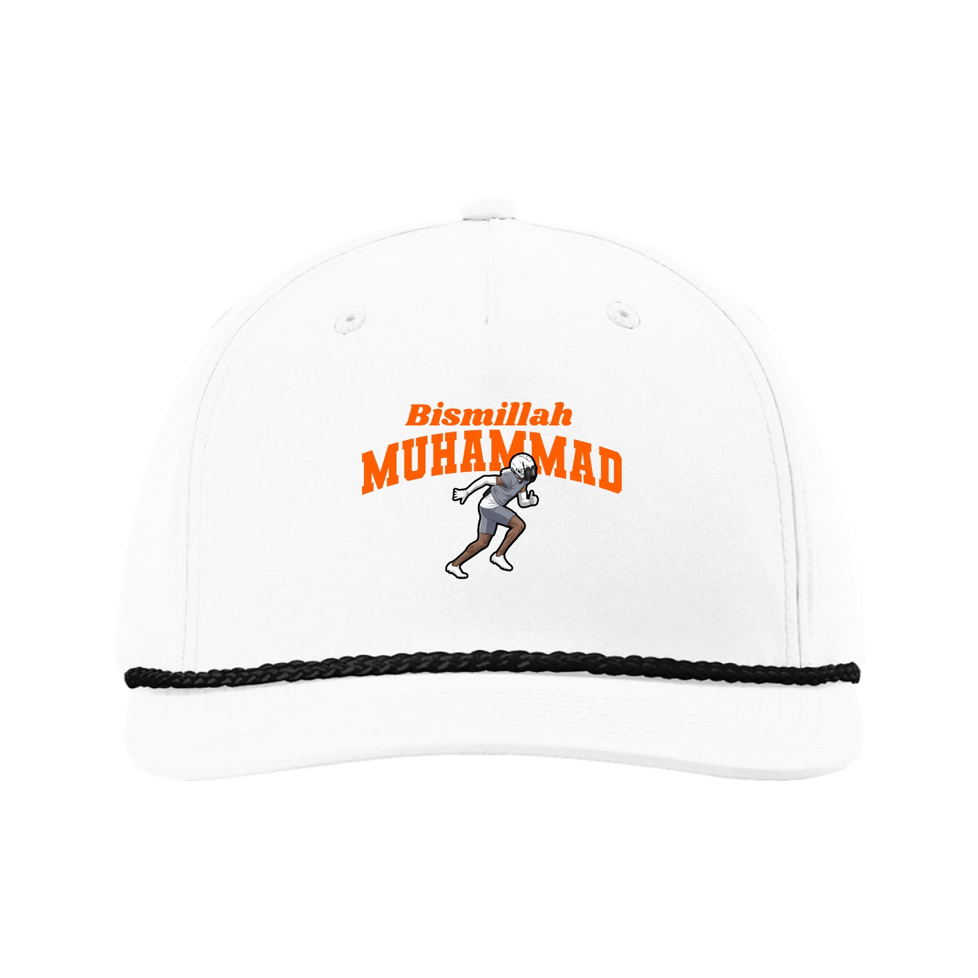 Five-Panel Classic Rope Cap — Signature Arch in White