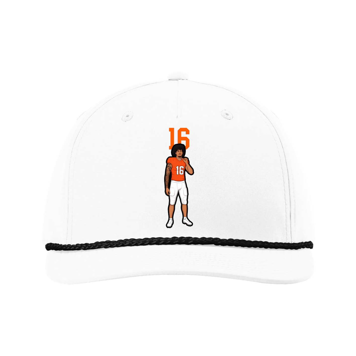 Five-Panel Classic Rope Cap — Number Top in White